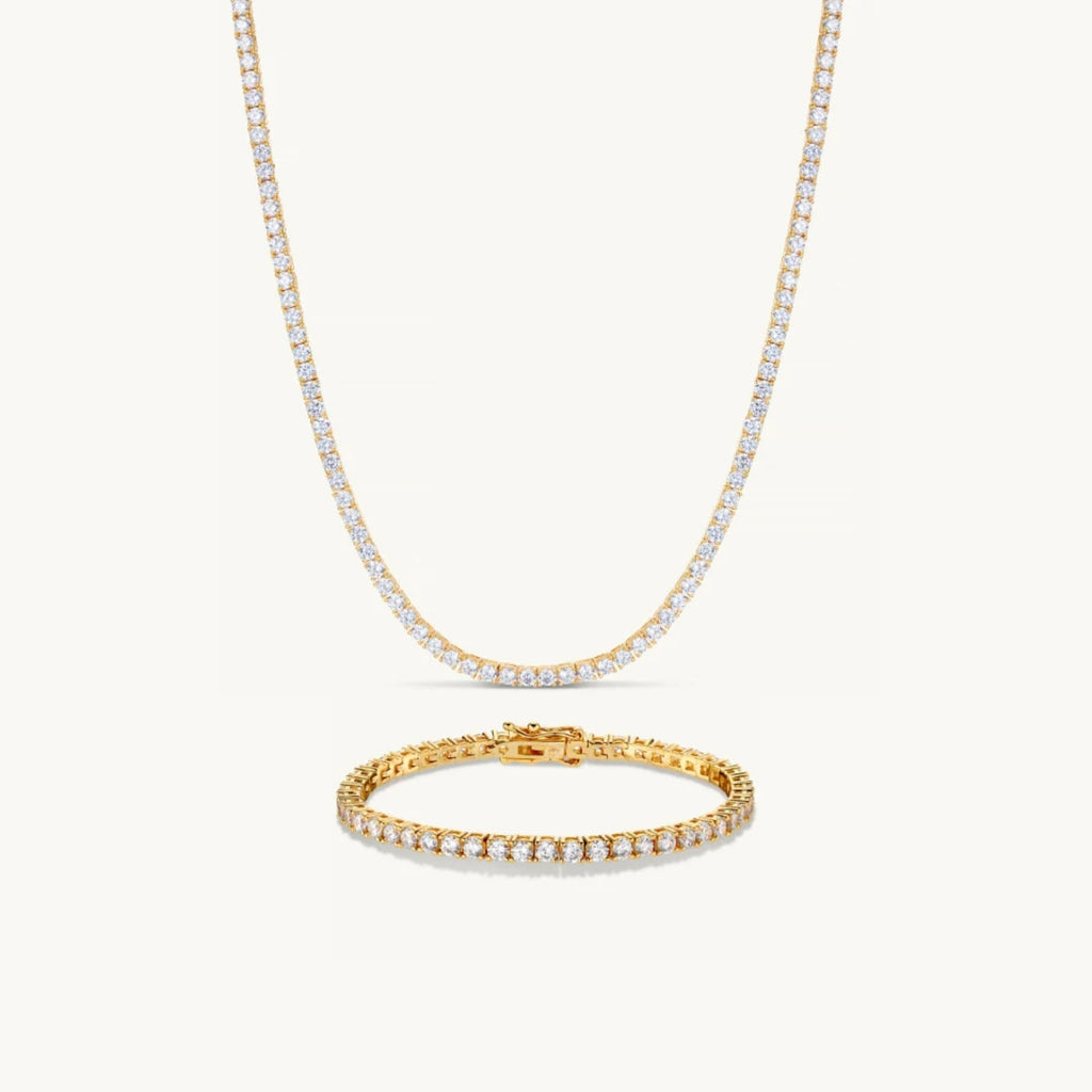 Parure Collier & Bracelet Tennis en Or