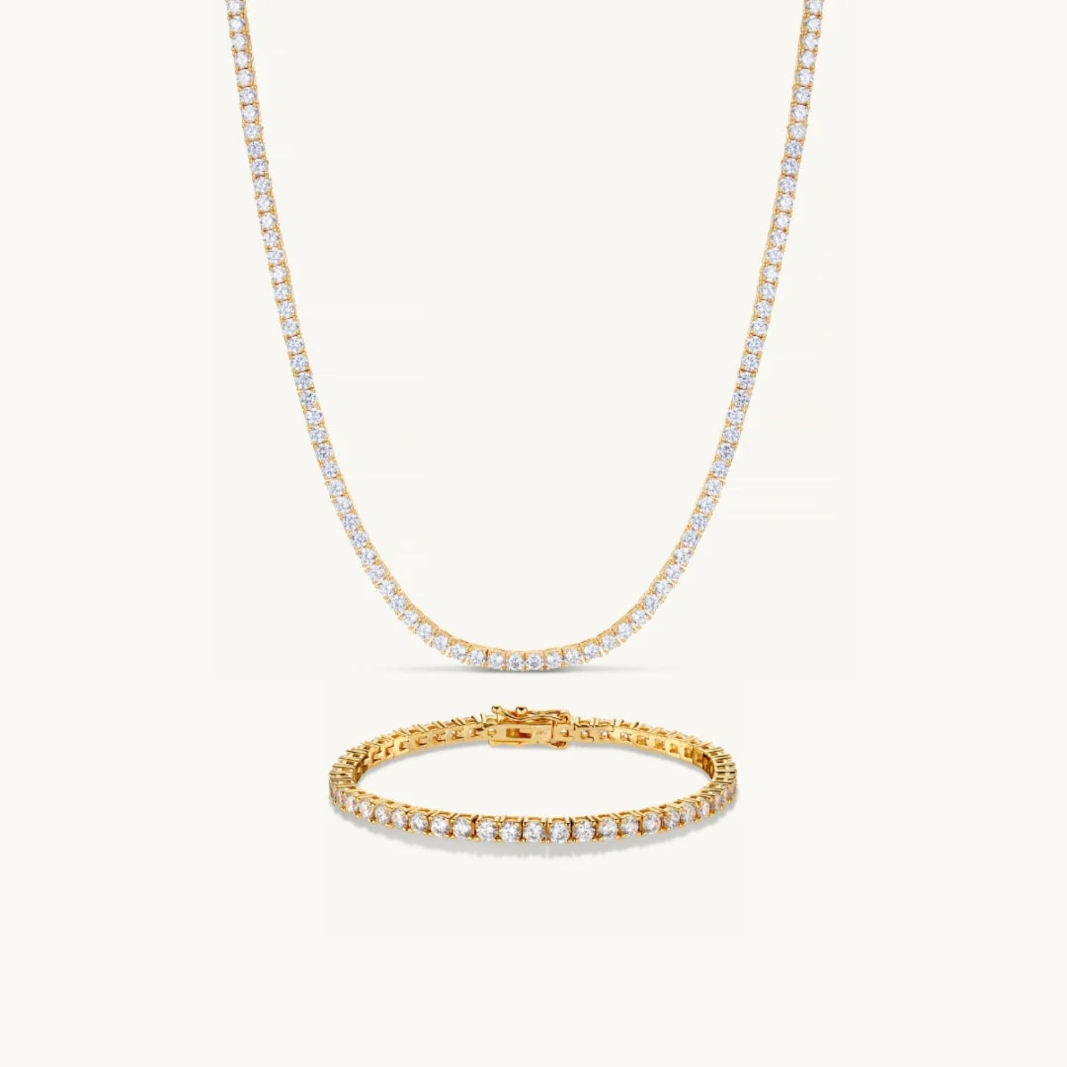Parure Collier & Bracelet Tennis en Or