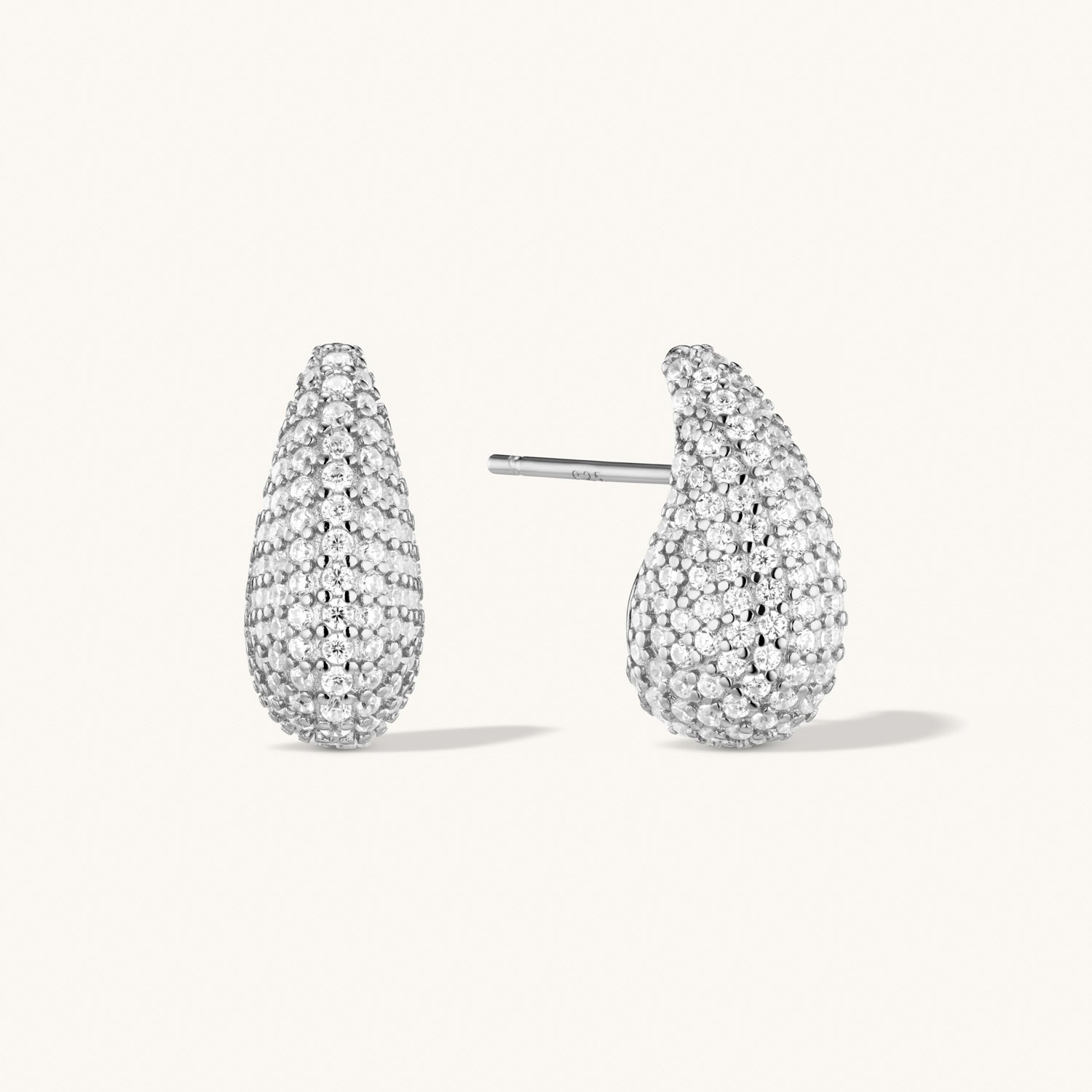 Boucles d’Oreilles Dome Pavé en Argent