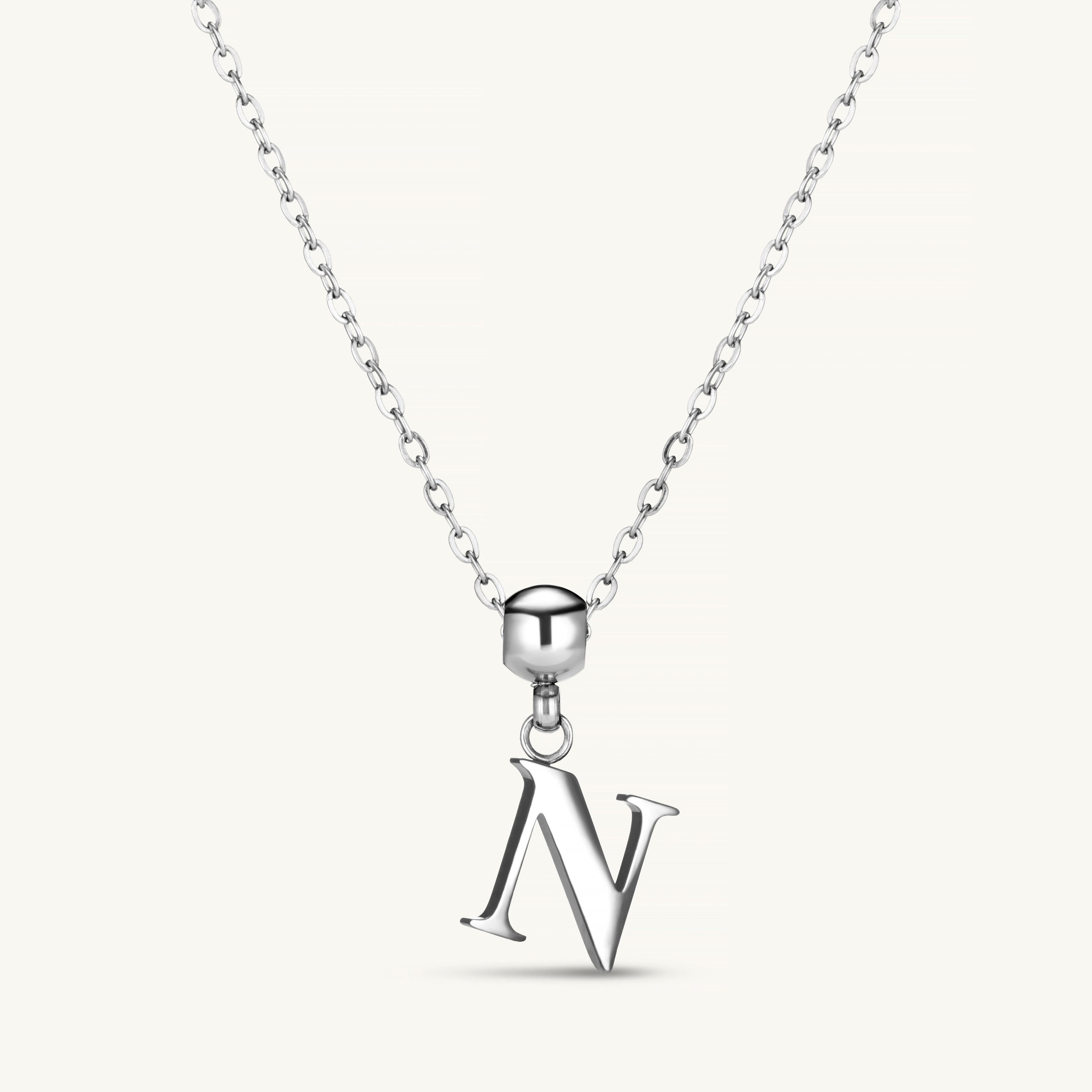 Pendentif Initiale N Classique en Argent