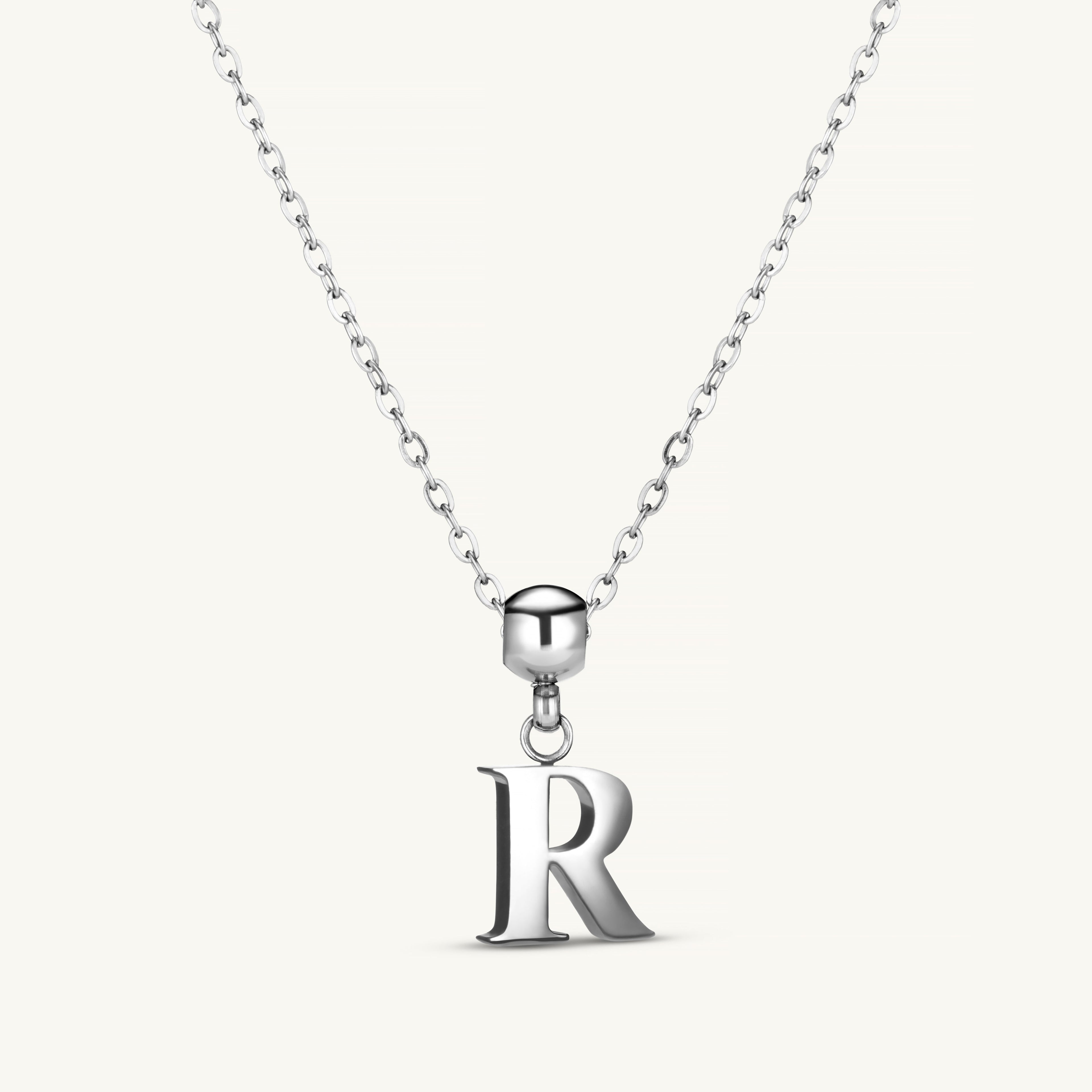 Pendentif Initiale R Classique en Argent