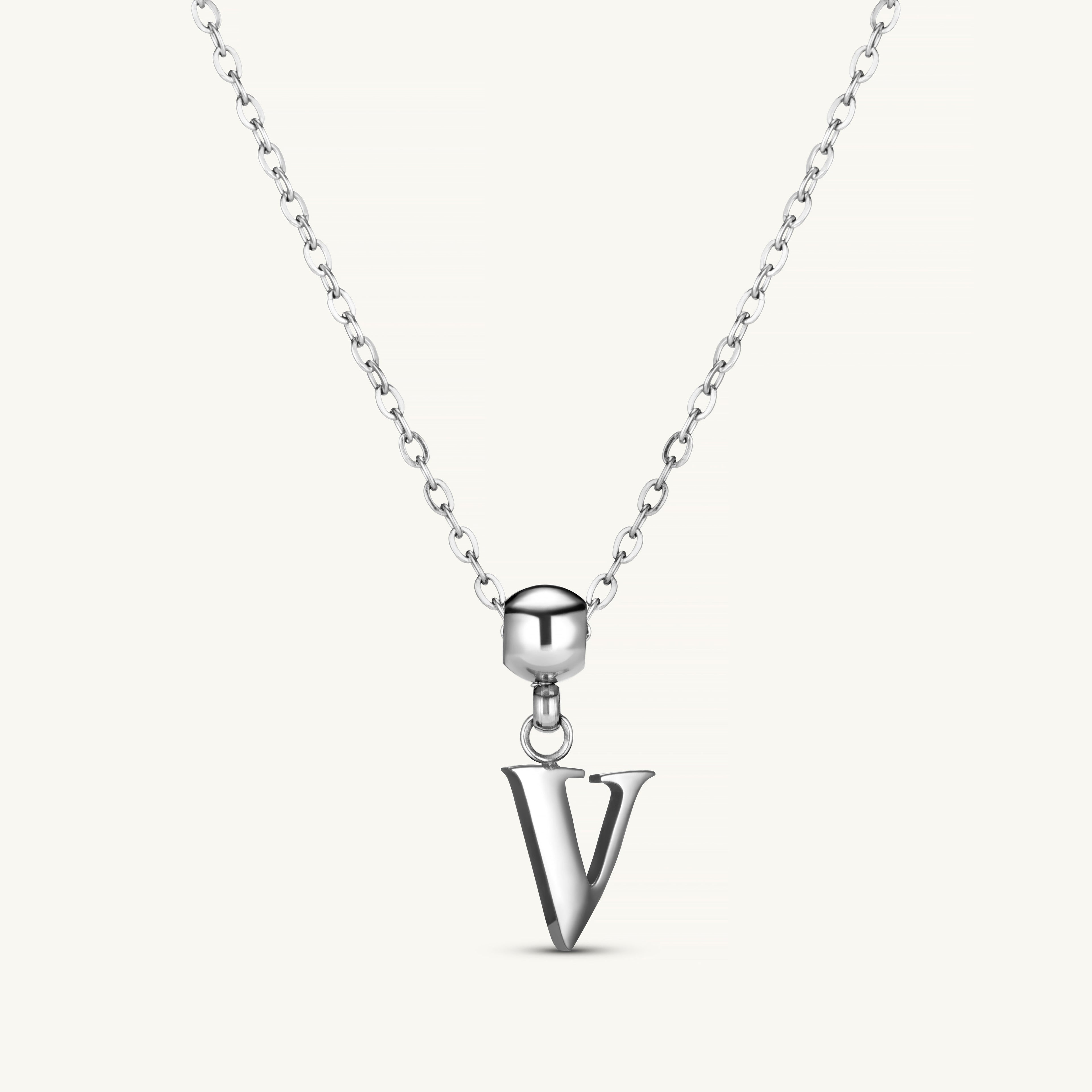Pendentif Initiale V Classique en Argent