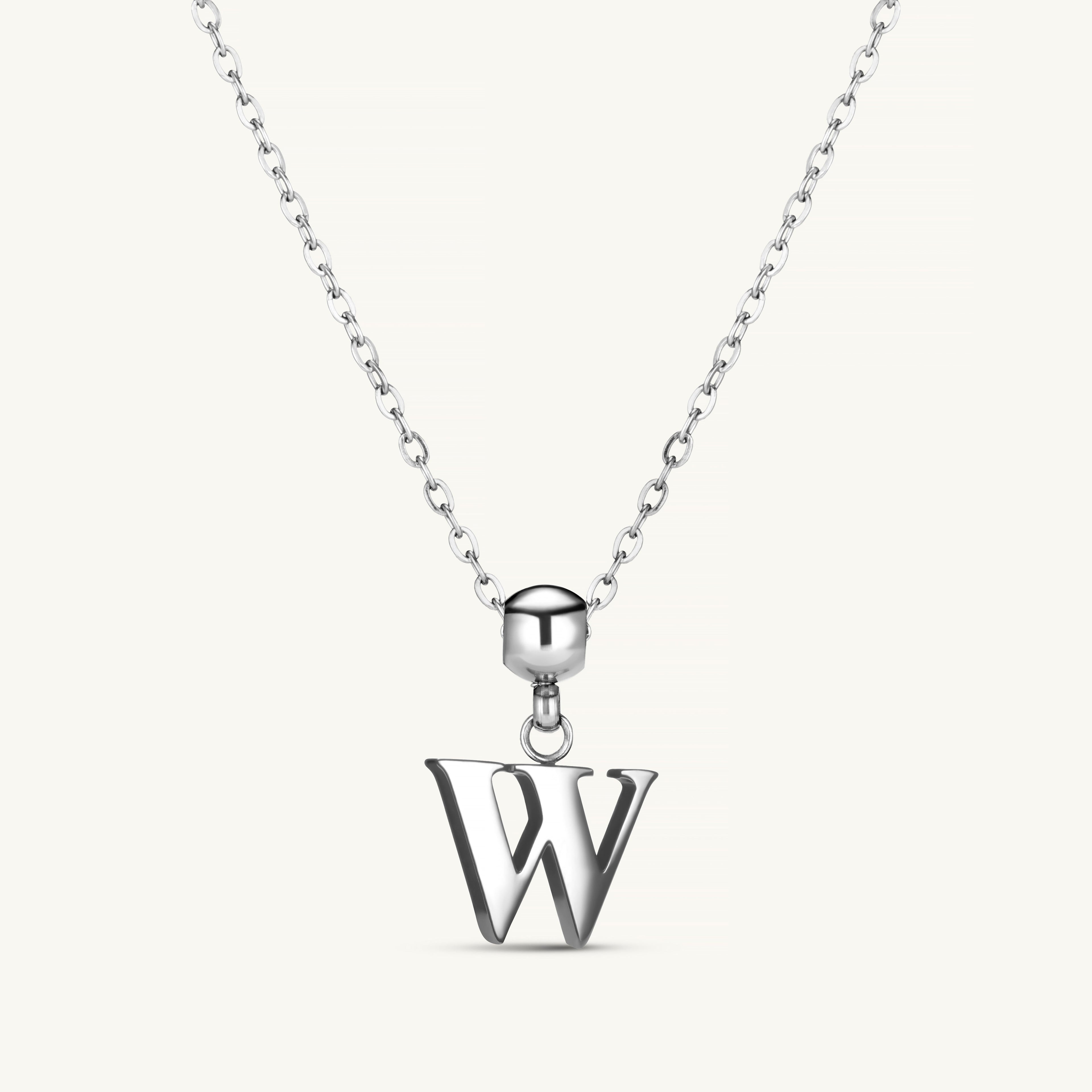 Pendentif Initiale W Classique en Argent