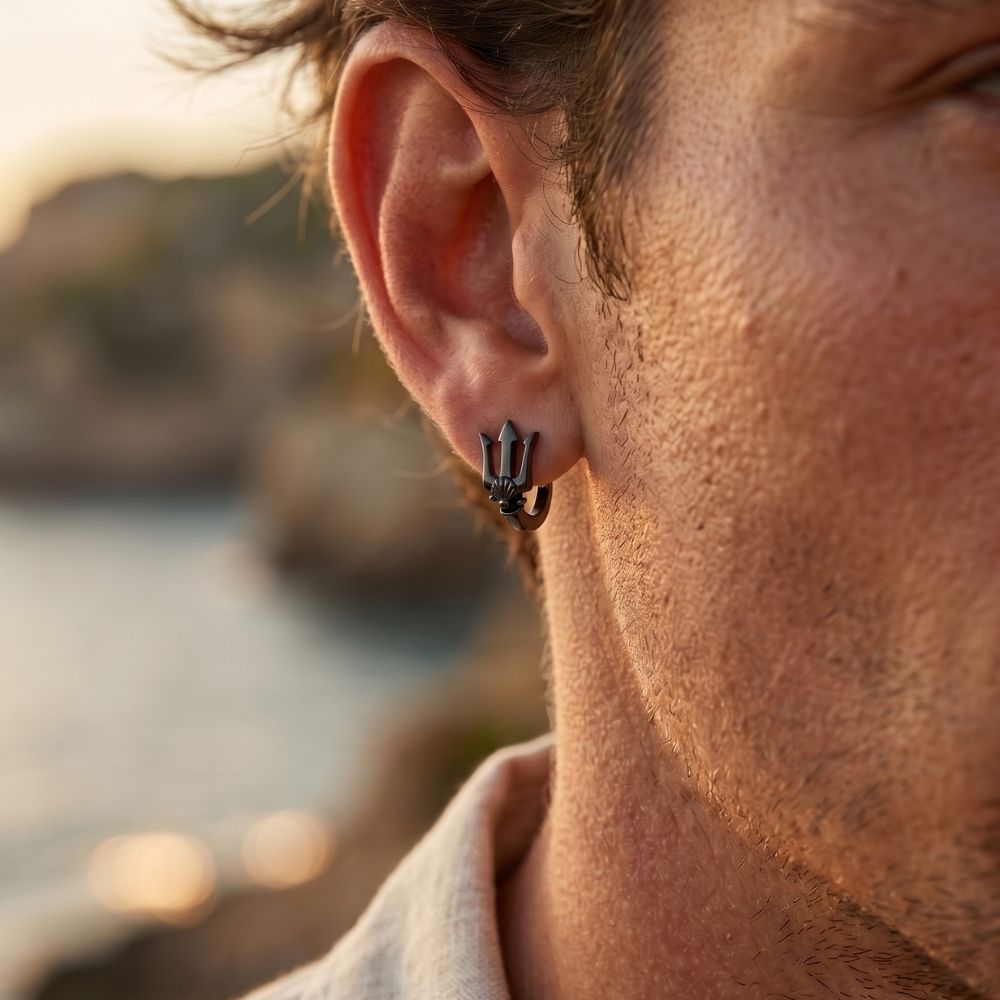 Poseidon | Brincos tridente para homem