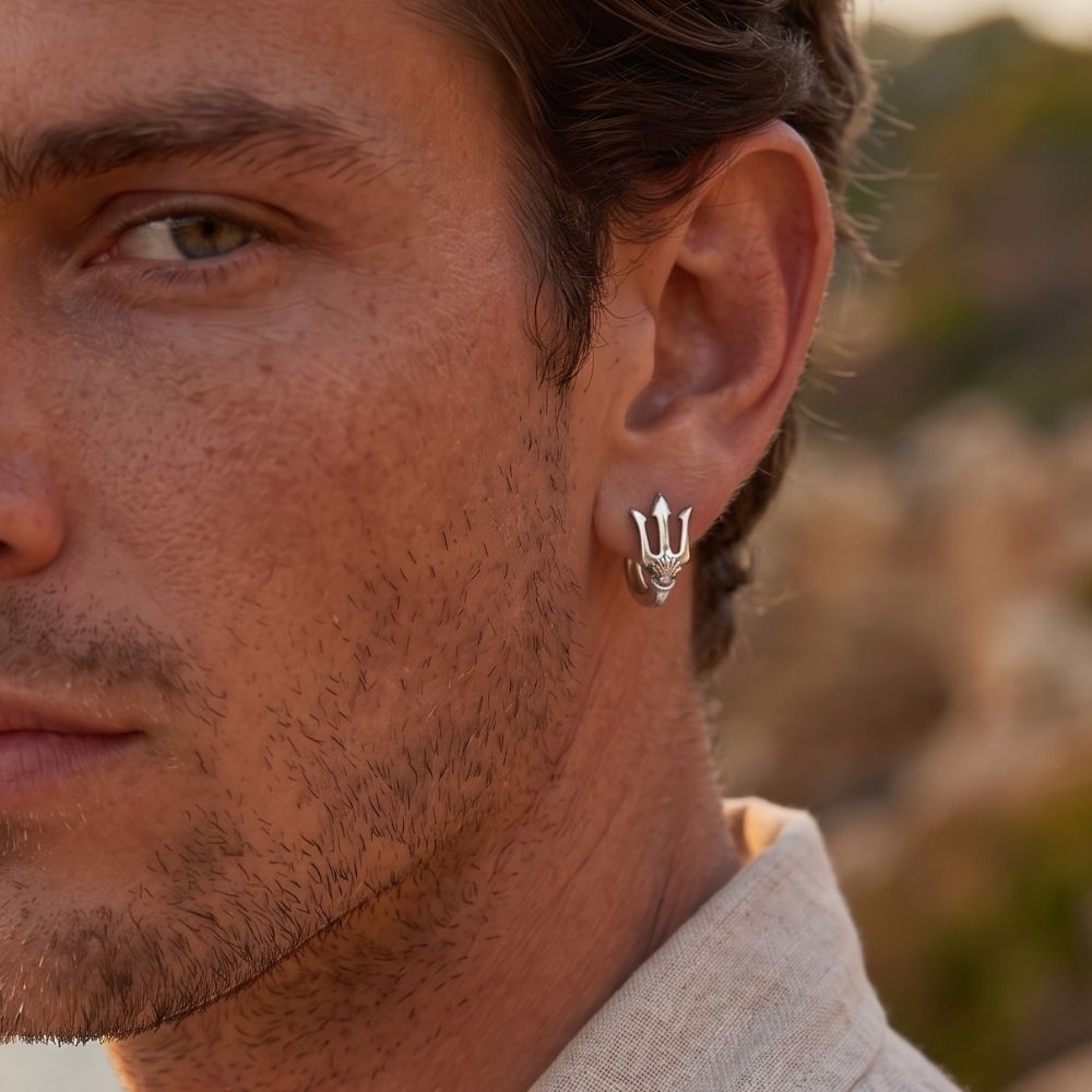 Poseidon | Trident Earrings for Men