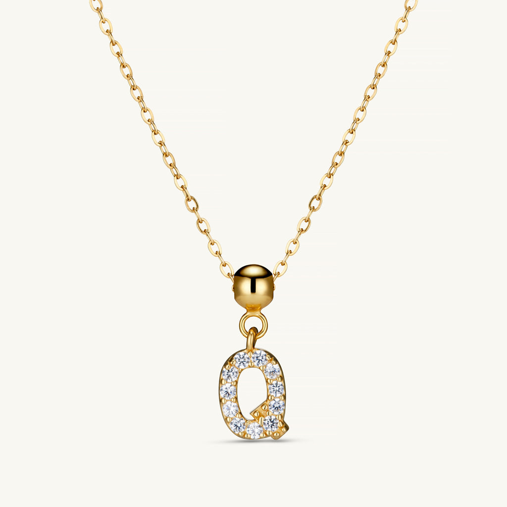 Pendentif Initiale Q avec Diamant en Or