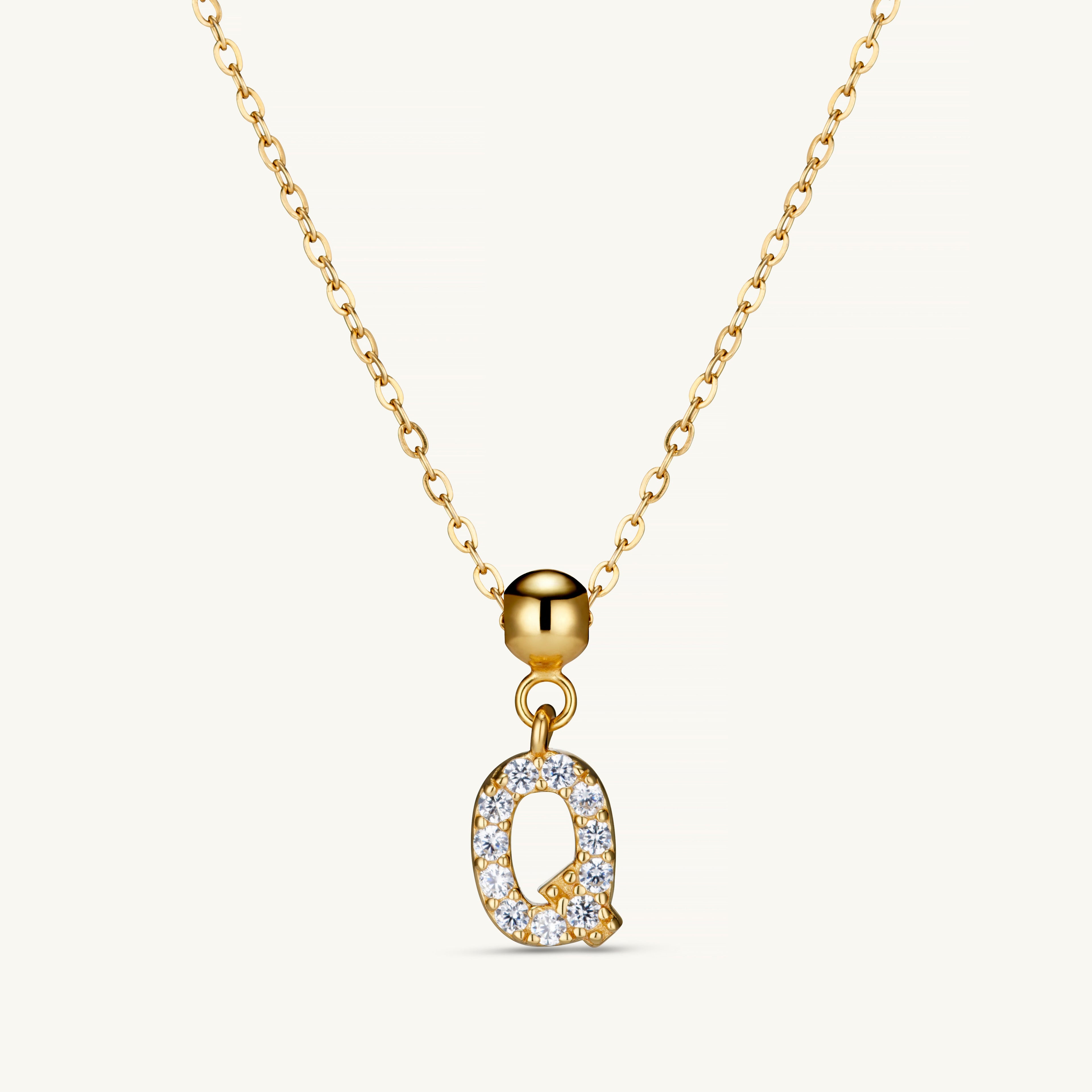 Pendentif Initiale Q avec Diamant en Or