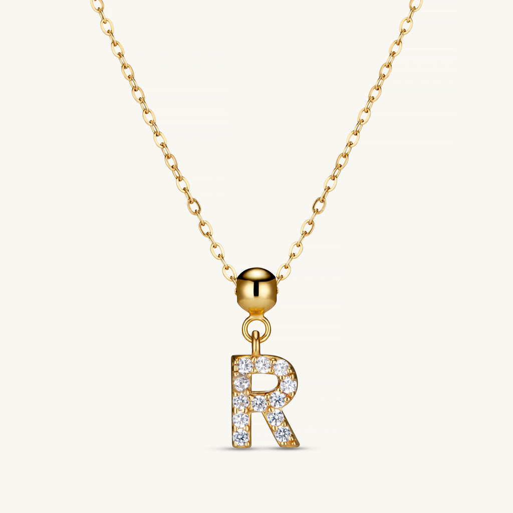 Pendentif Initiale R avec Diamant en Or