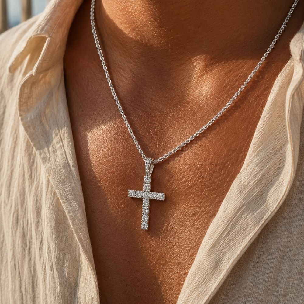 Radiance | Collier Croix Zircon Homme