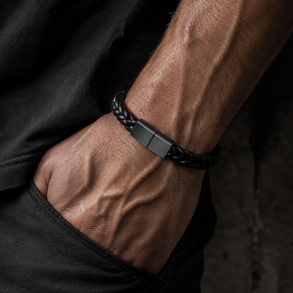 Raw | Bracelet Cuir Tressé Homme