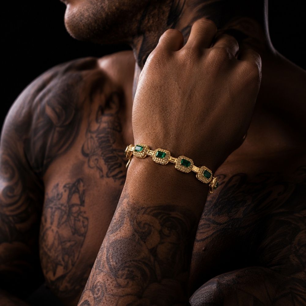 Royal Green | Men's Green Tennis Bracelet Zircon