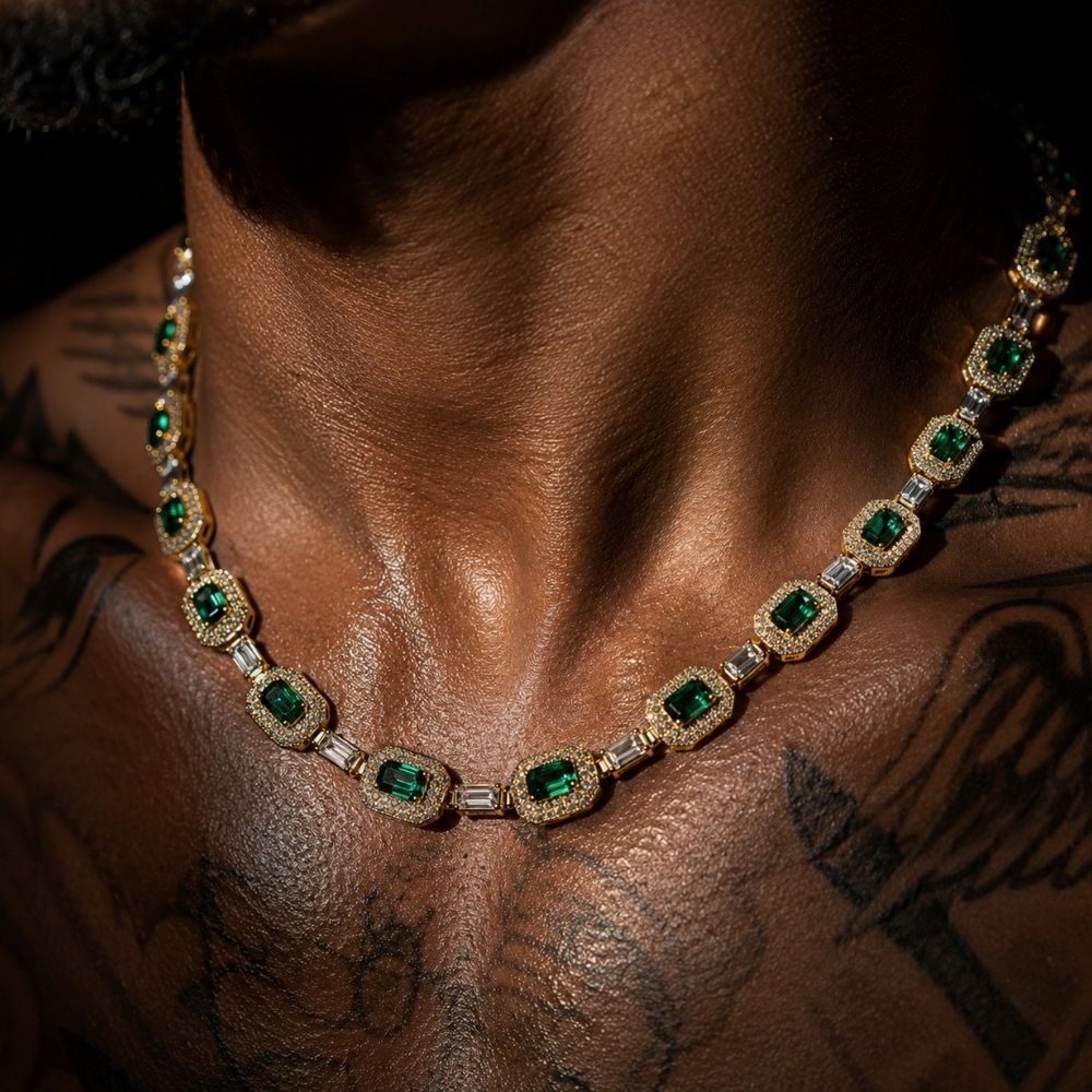 Royal Emerald | Men's Emerald Zircon Chain Necklace