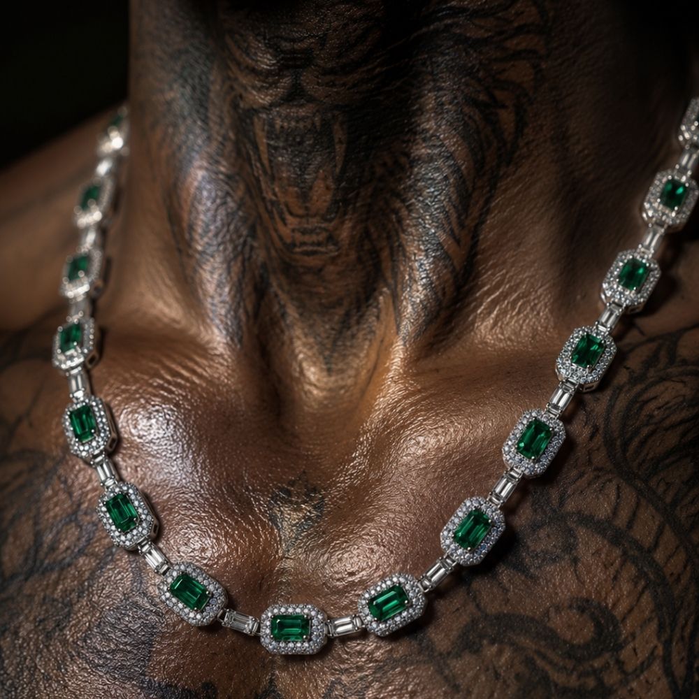 Royal Emerald | Collier Chaîne Zircon Émeraude Homme