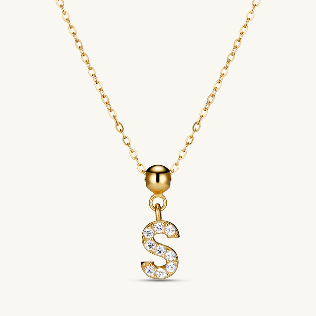 Pendentif Initiale S avec Diamant en Or