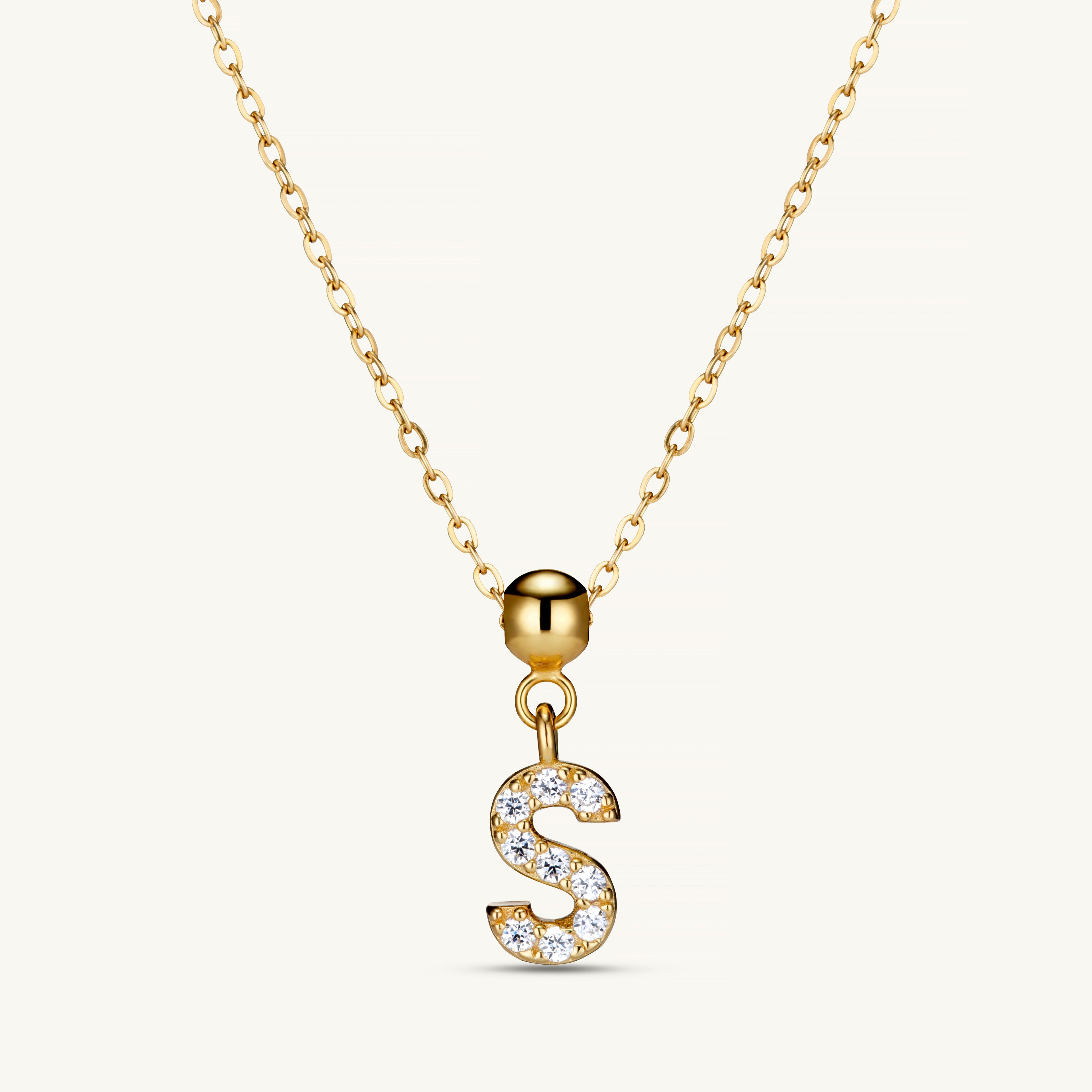 Pendentif Initiale S avec Diamant en Or