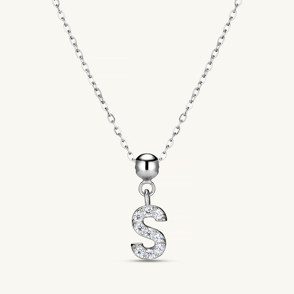 Pendentif Initiale S avec Diamant en Argent