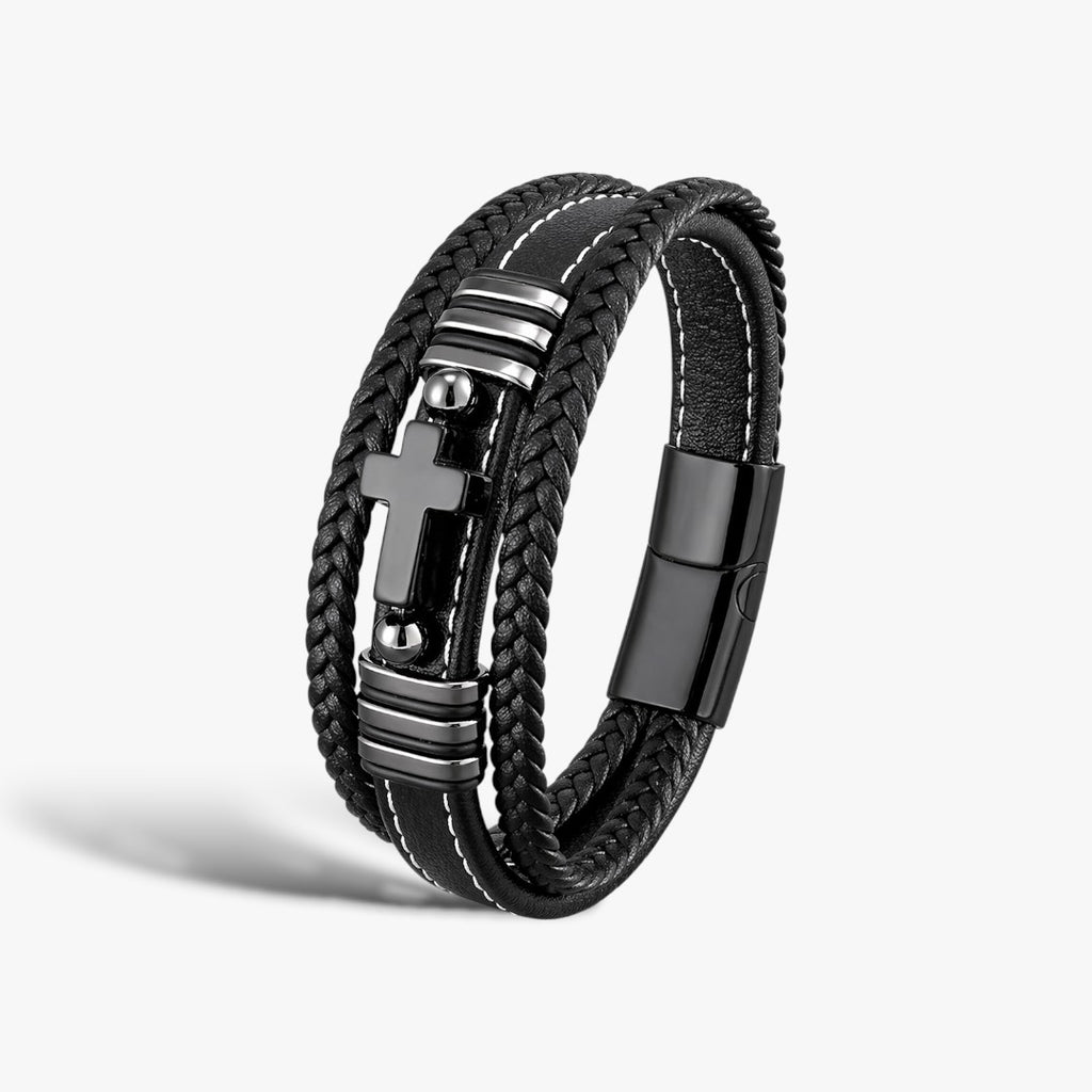 Sanctum | Men's Leather Cross Bracelet