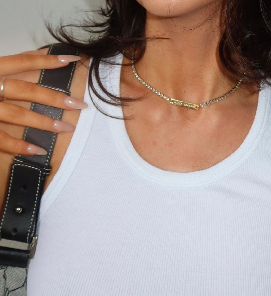 Parure Assortie Collier Tennis Gravé & Bracelet Tennis Gravé en Or