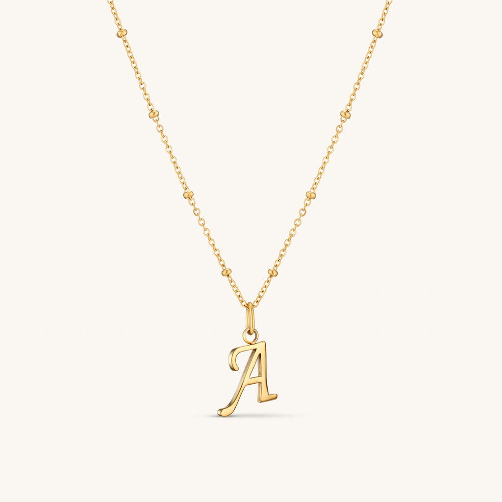 Collier Initiale A en Écriture Script en Or