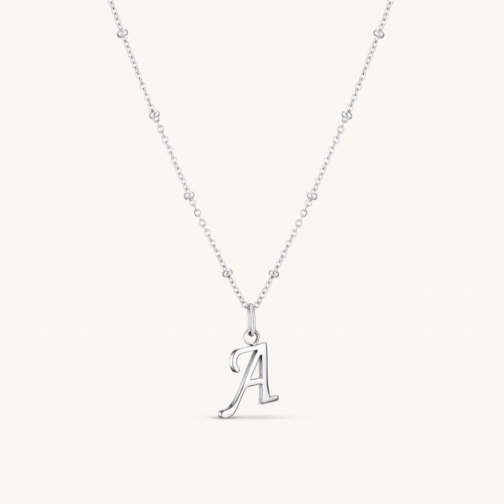 Collier Initiale A en Écriture Script en Argent