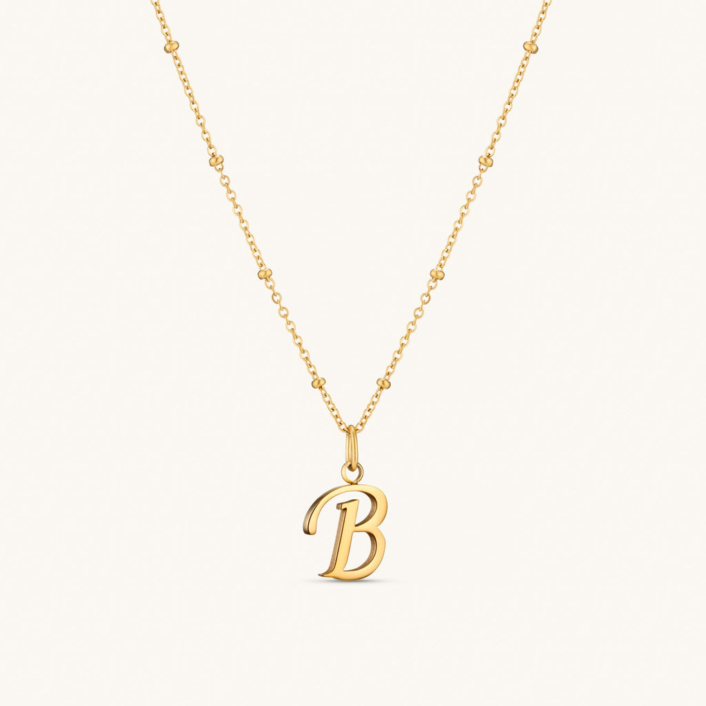 Collier Initiale B en Écriture Script en Or