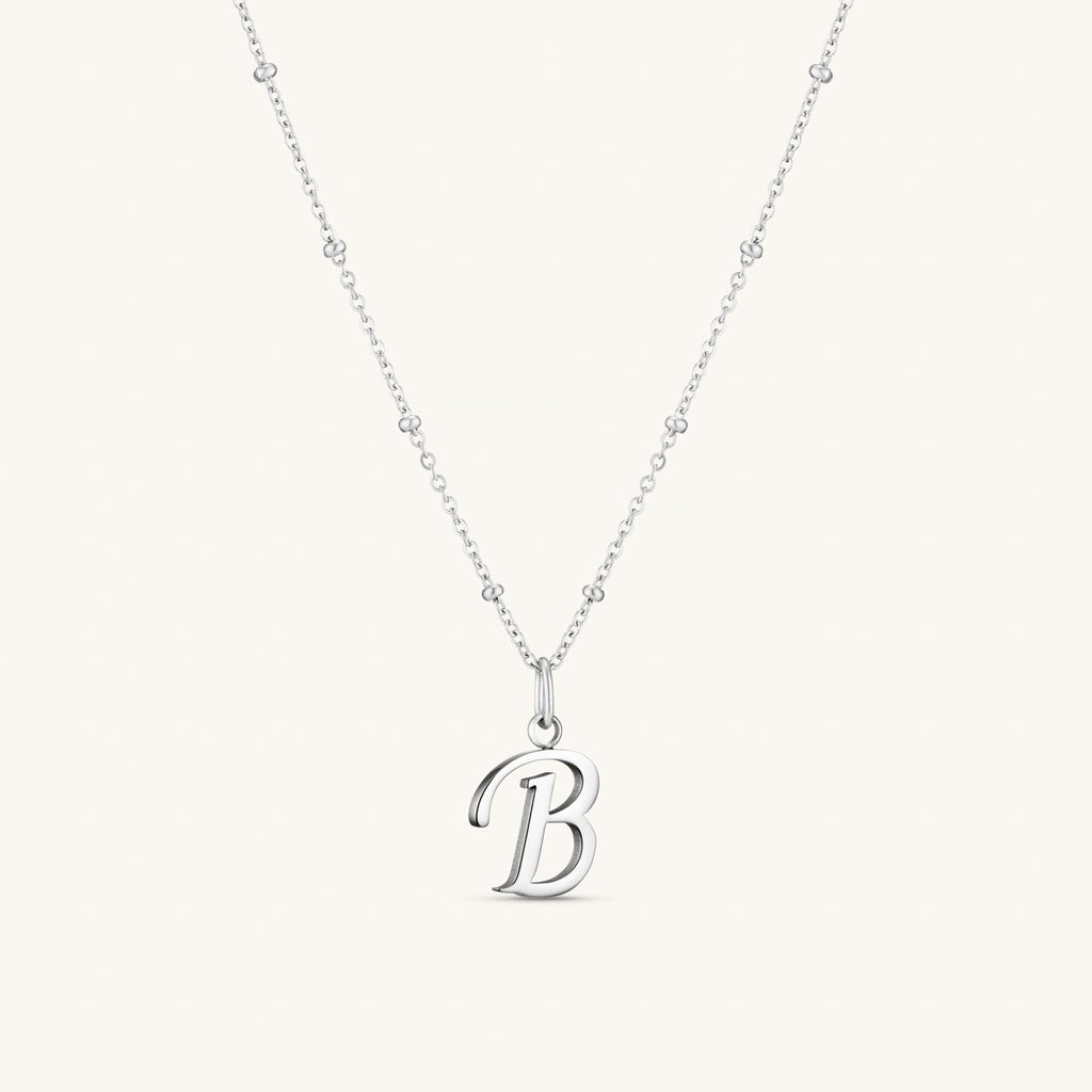 Collier Initiale B en Écriture Script en Argent