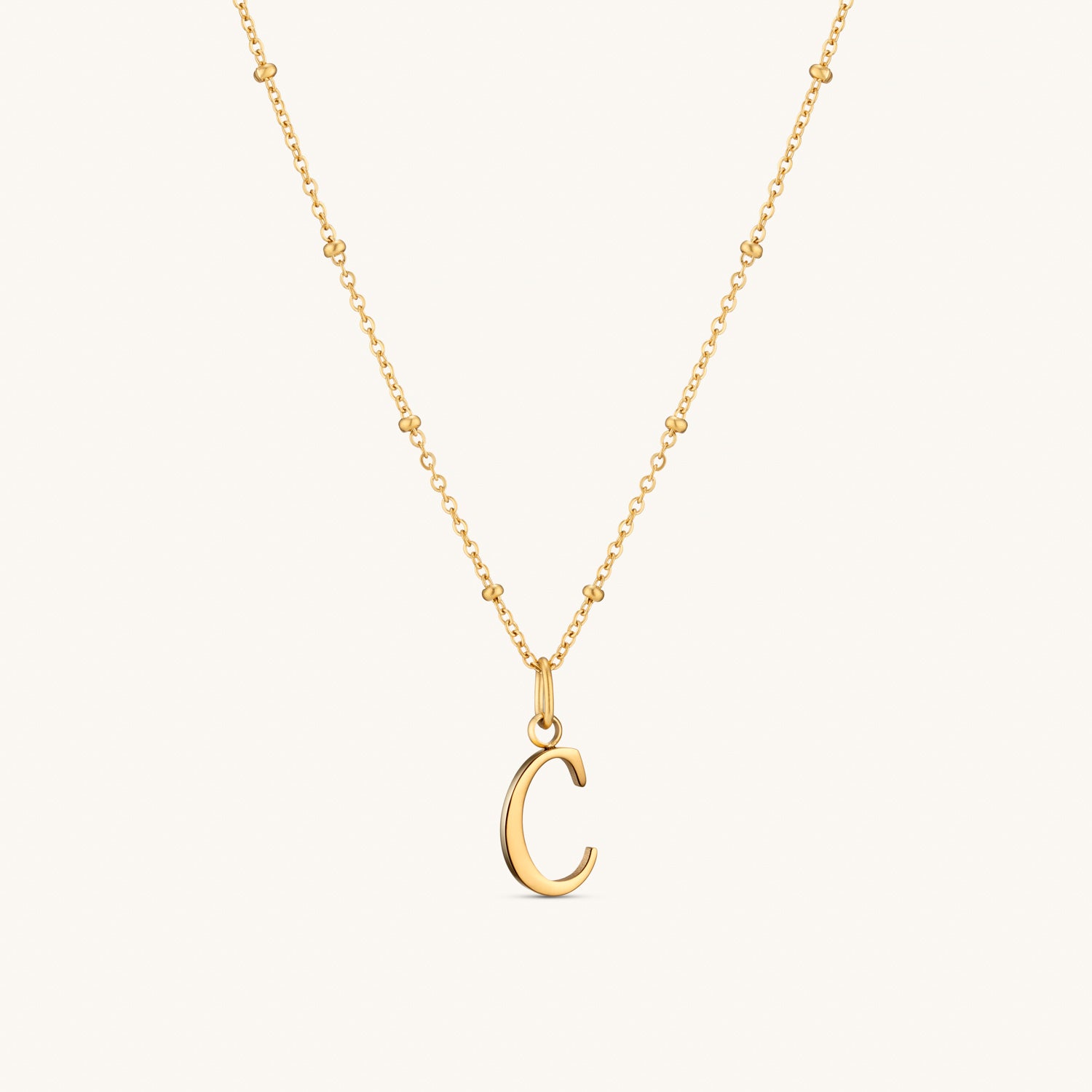 Collier Initiale C en Écriture Script en Or
