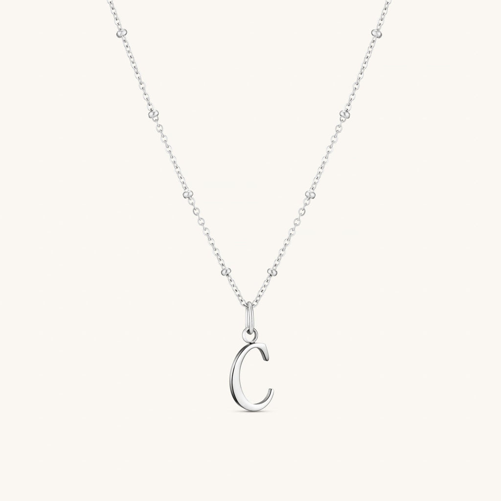 Collier Initiale C en Écriture Script en Argent
