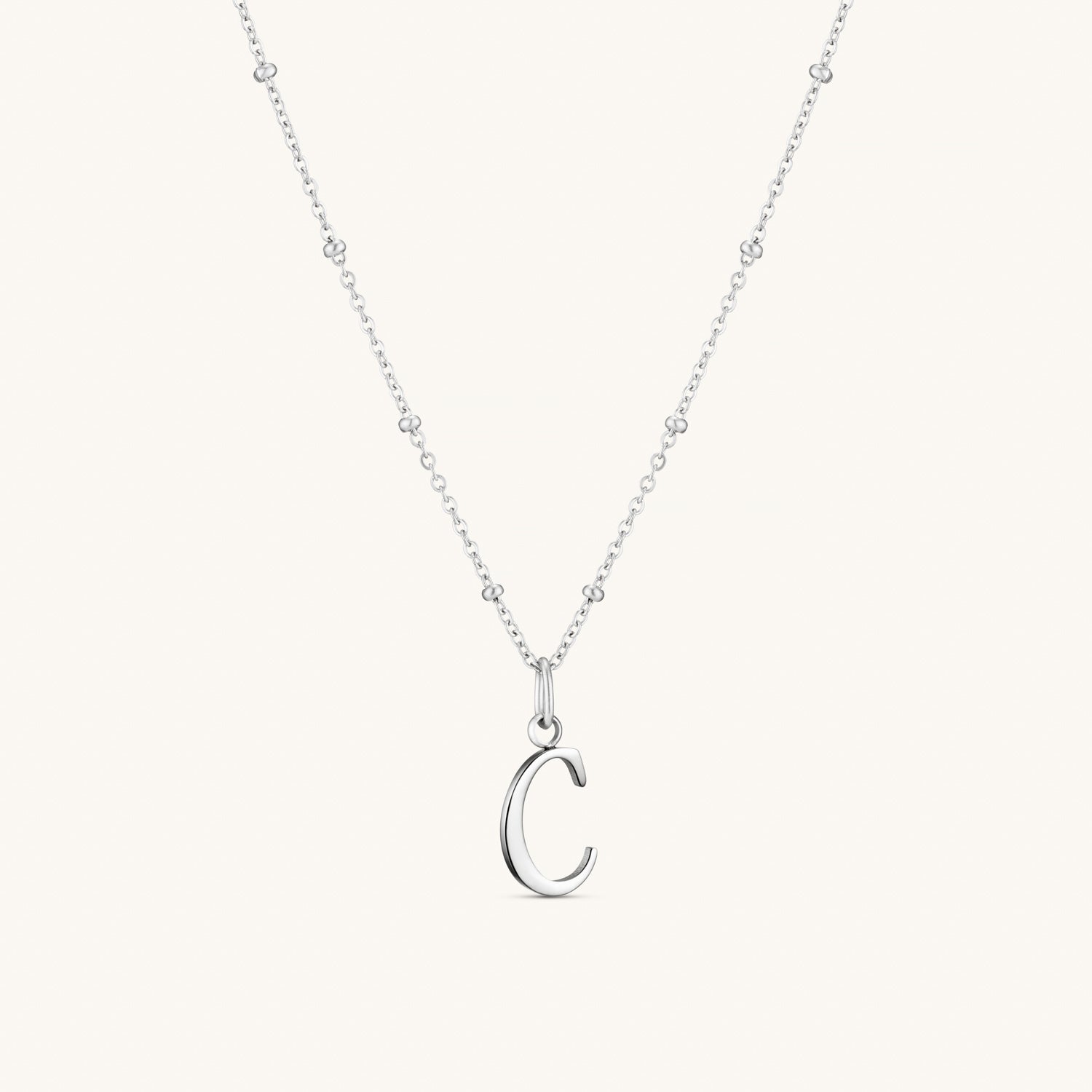 Collier Initiale C en Écriture Script en Argent