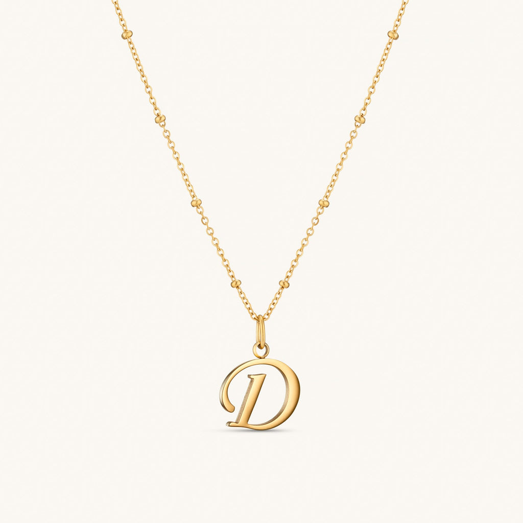 Collier Initiale D en Écriture Script en Or