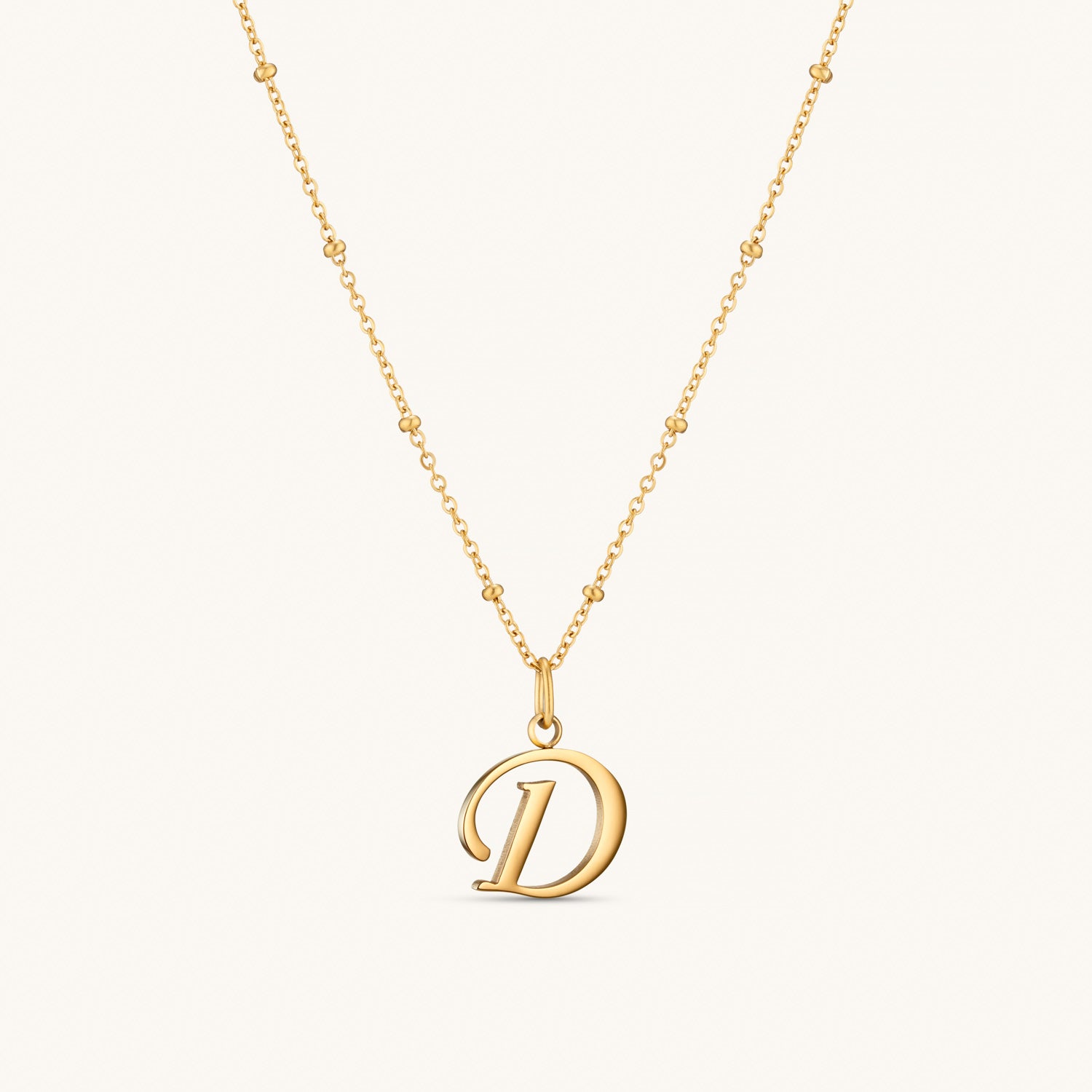 Collier Initiale D en Écriture Script en Or