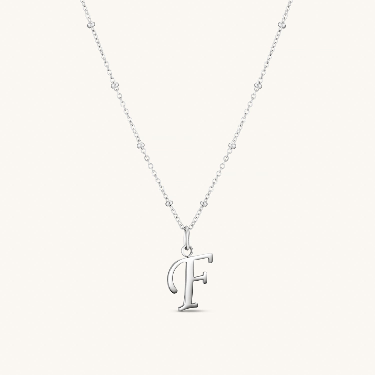 Collier Initiale F en Écriture Script en Argent