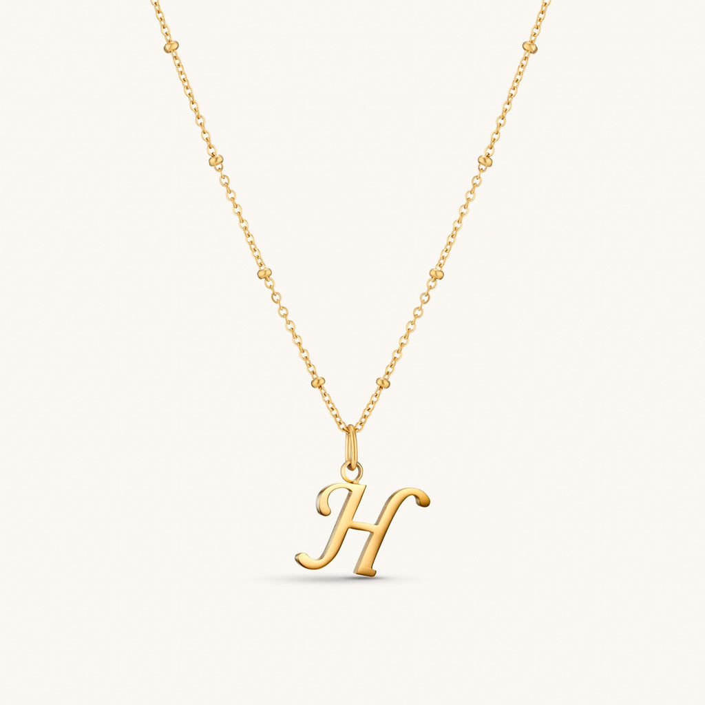 Collier Initiale H en Écriture Script en Or