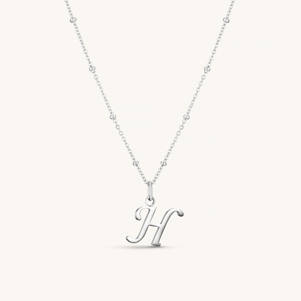 Collier Initiale H en Écriture Script en Argent