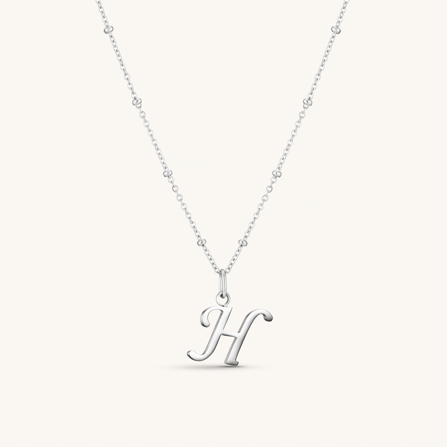 Collier Initiale H en Écriture Script en Argent