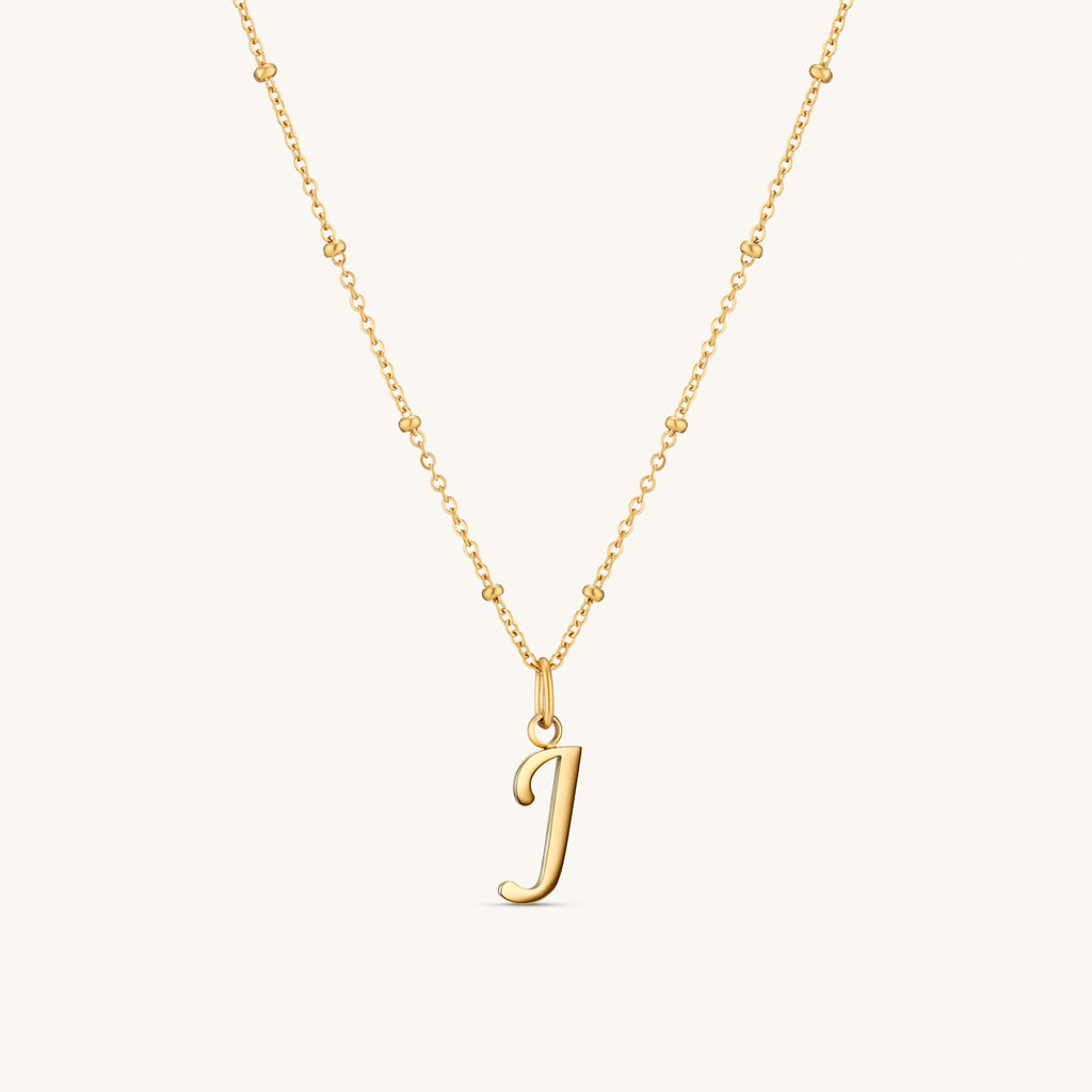 Collier Initiale J en Écriture Script en Or
