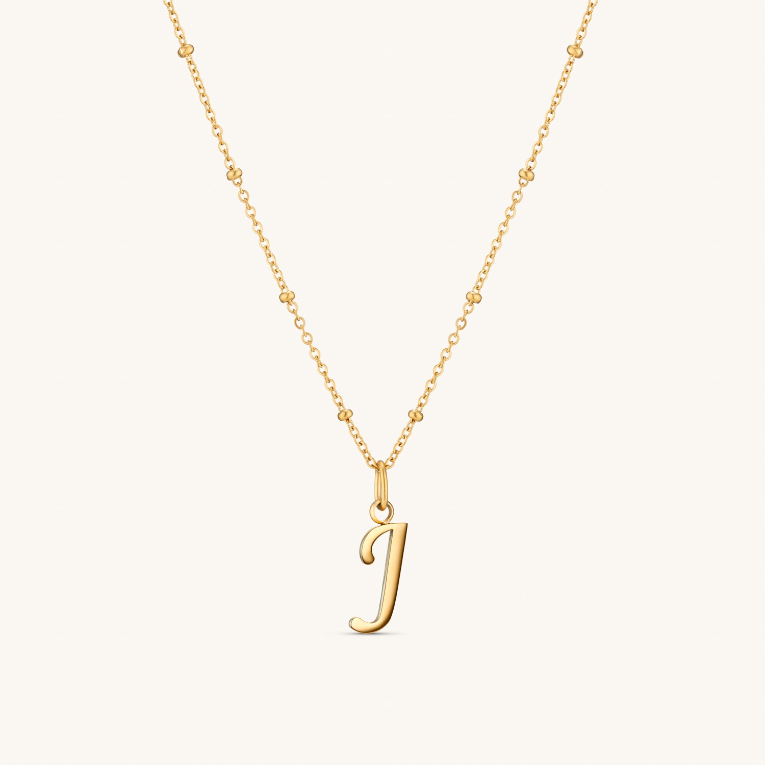 Collier Initiale J en Écriture Script en Or