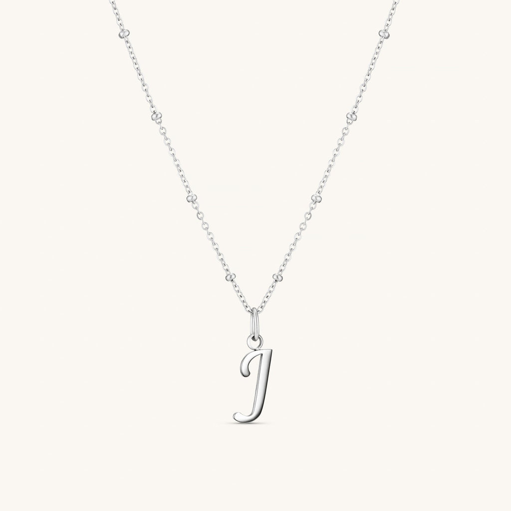 Collier Initiale J en Écriture Script en Argent