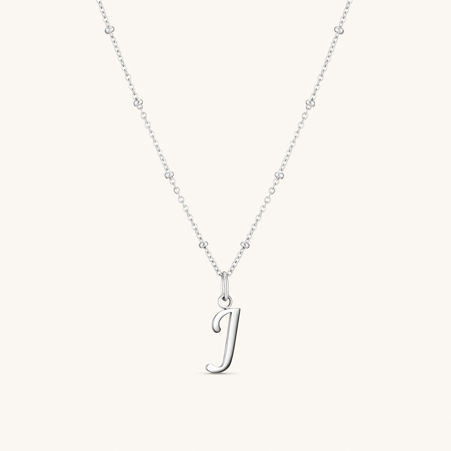 Collier Initiale J en Écriture Script en Argent