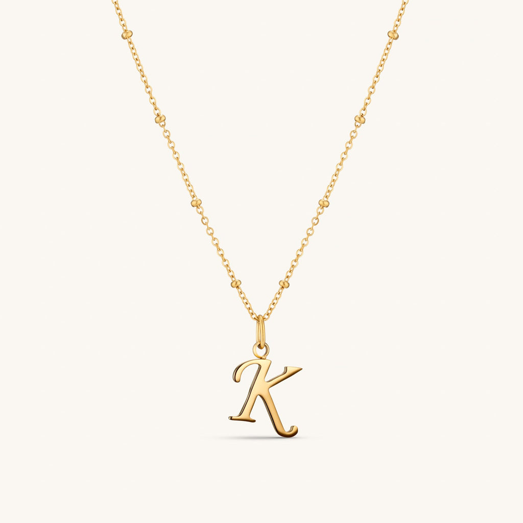 Collier Initiale K en Écriture Script en Or