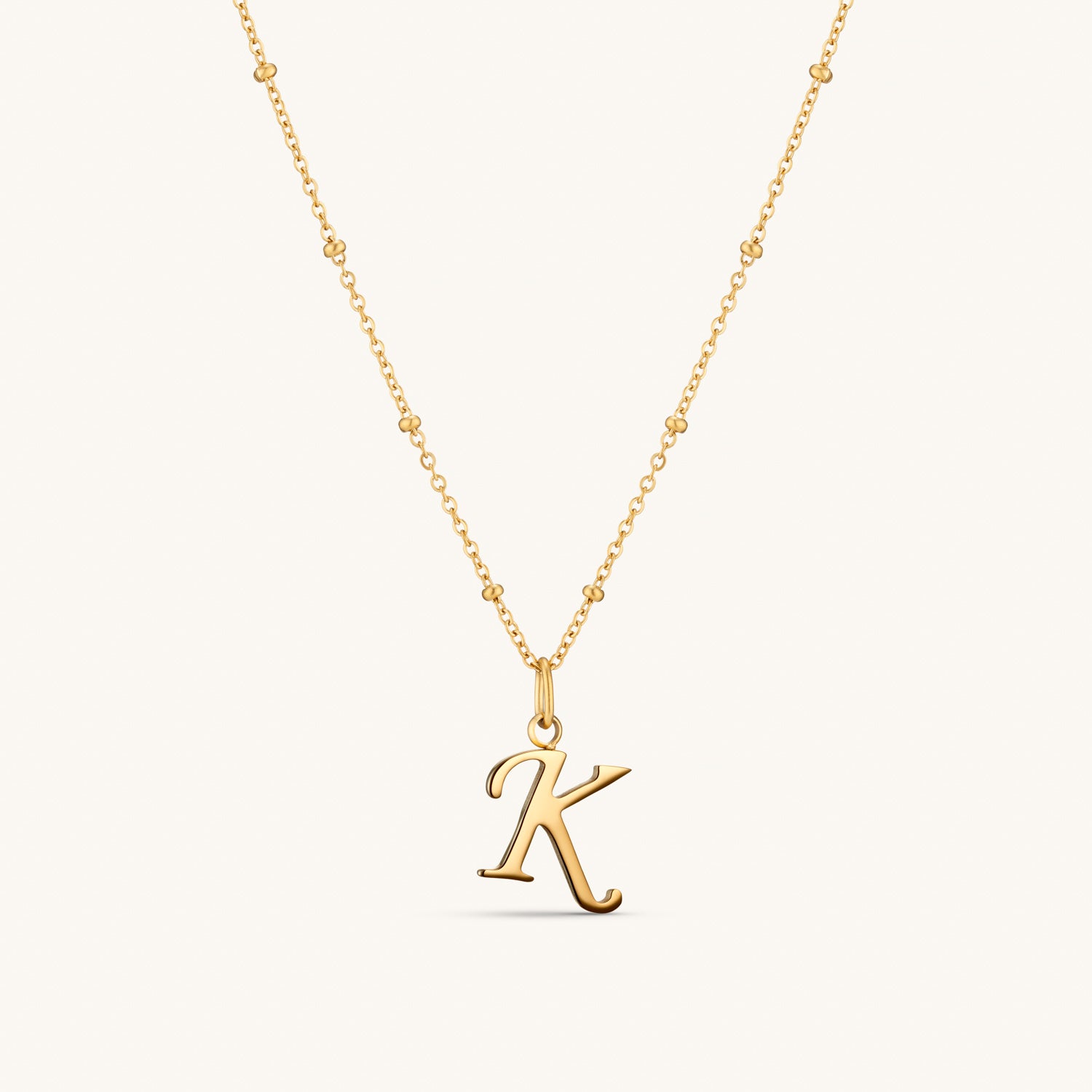 Collier Initiale K en Écriture Script en Or