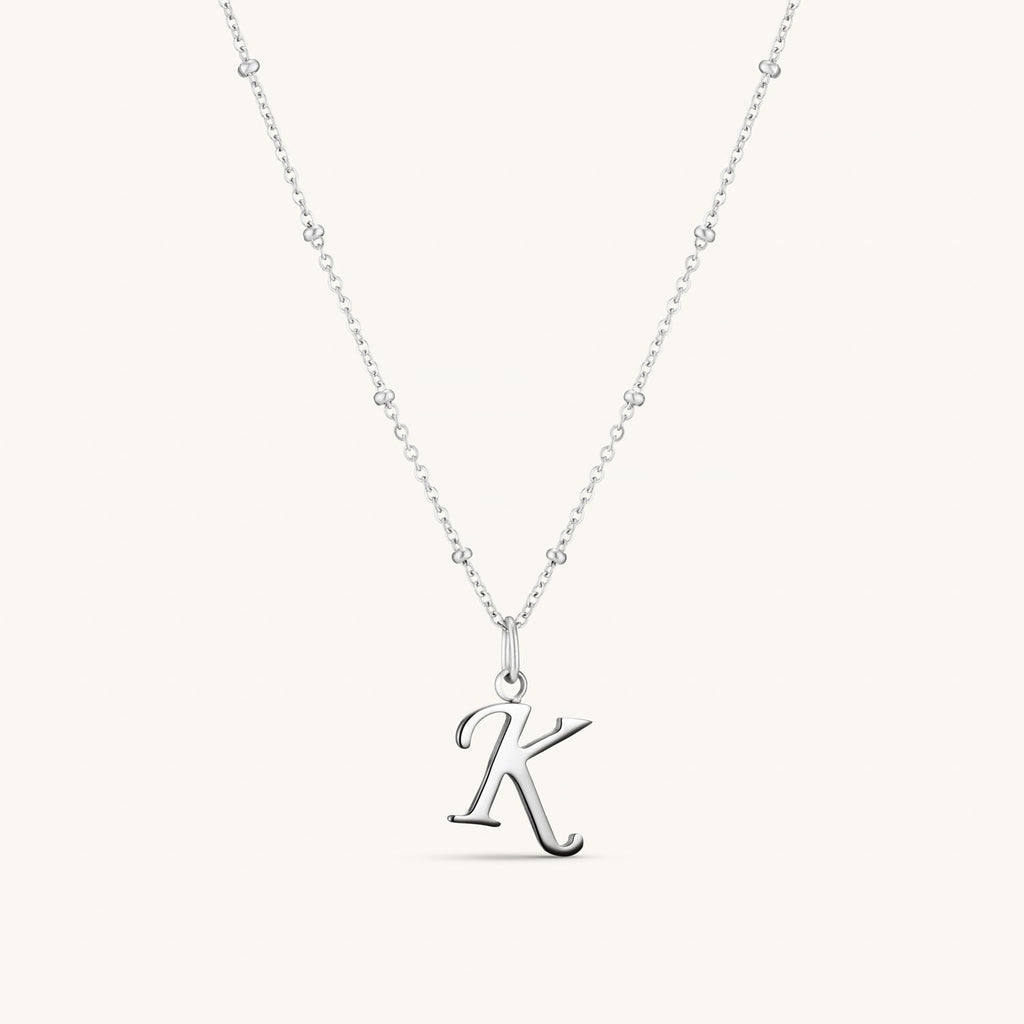 Collier Initiale K en Écriture Script en Argent
