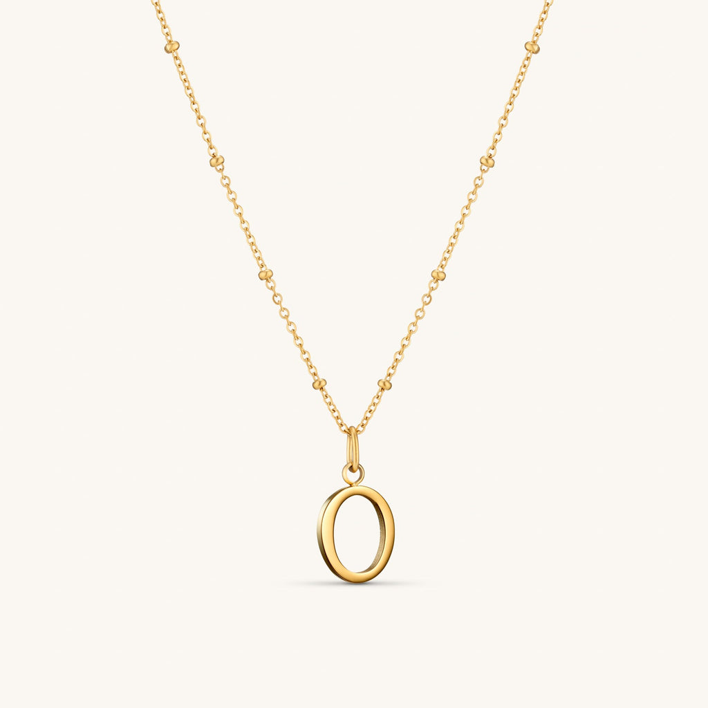 Collier Initiale O en Écriture Script en Or