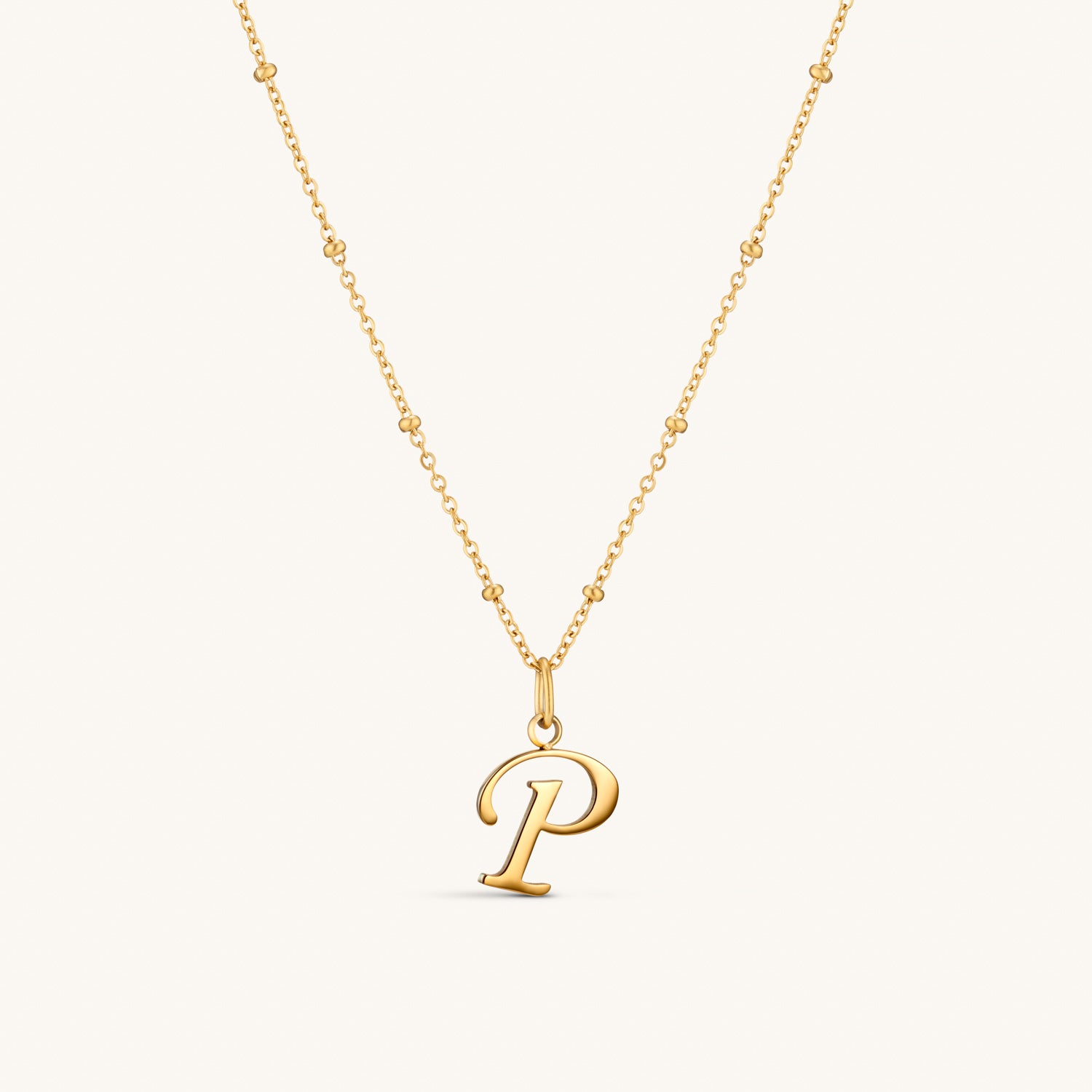 Collier Initiale P en Écriture Script en Or