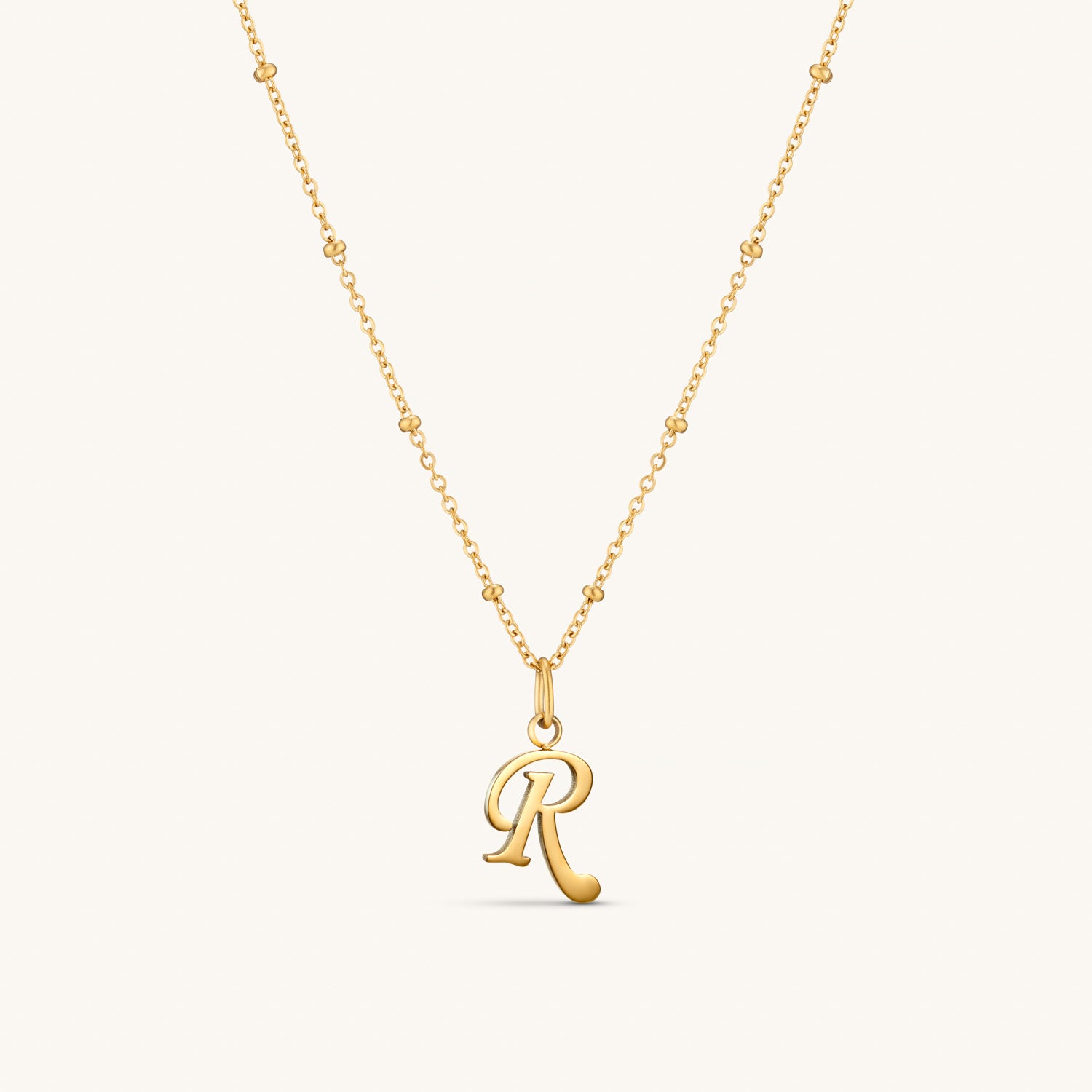 Collier Initiale R en Écriture Script en Or