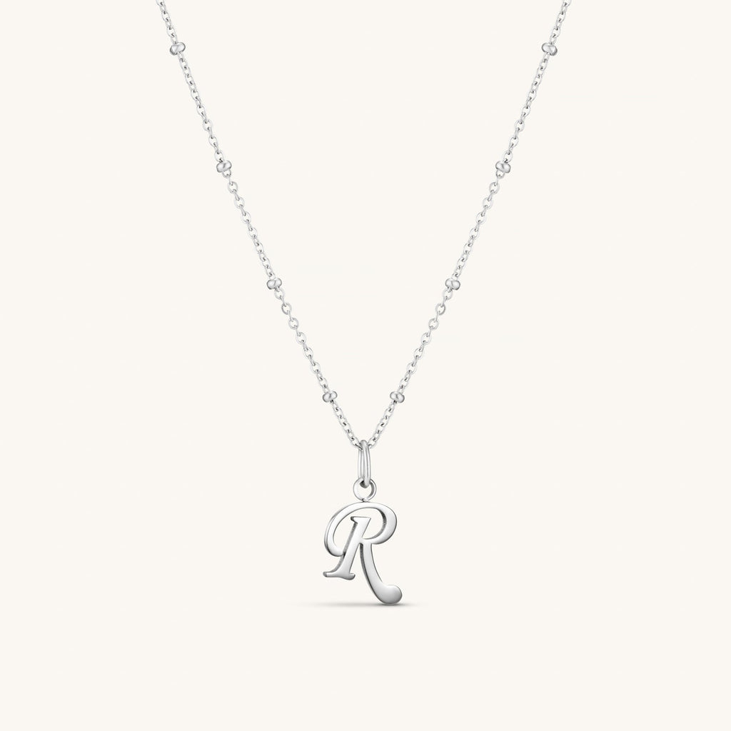 Collier Initiale R en Écriture Script en Argent
