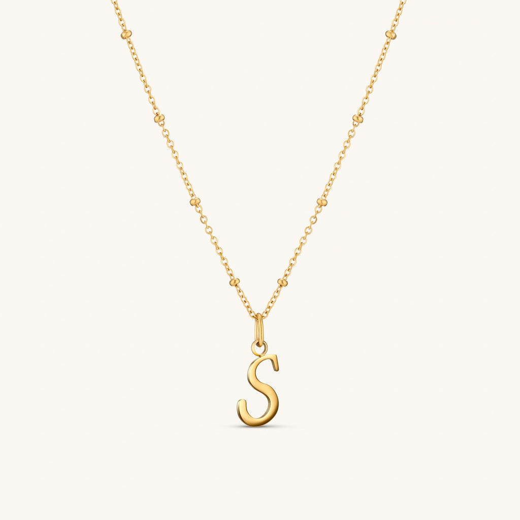 Collier Initiale S en Écriture Script en Or