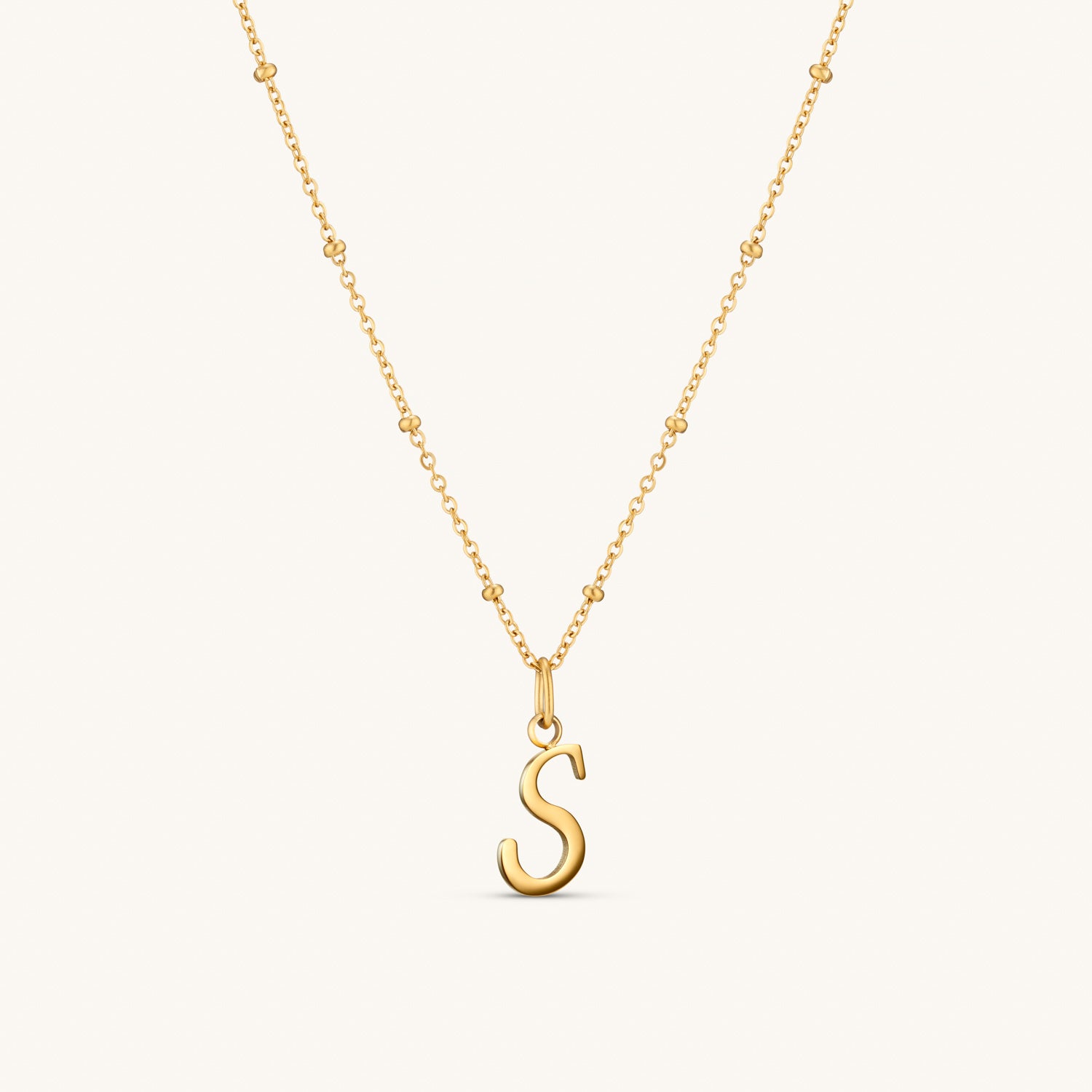 Collier Initiale S en Écriture Script en Or
