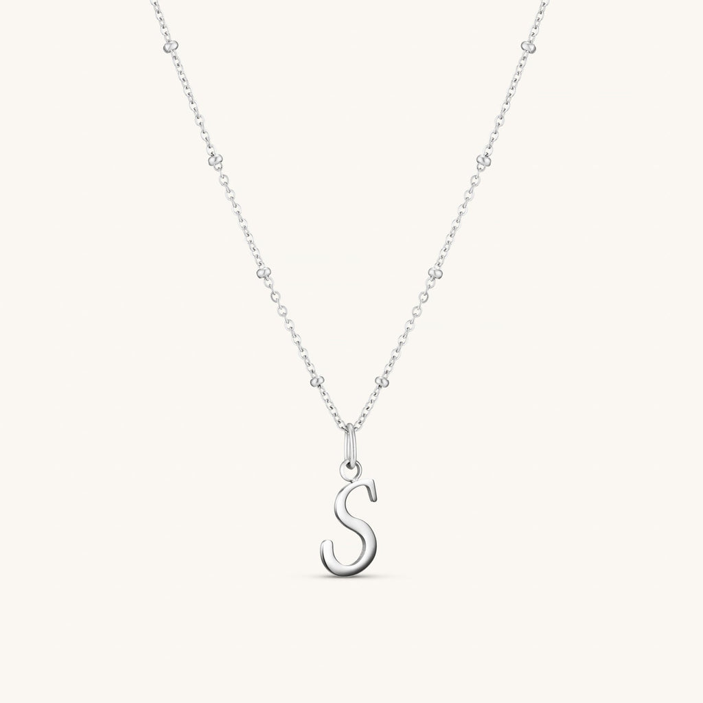 Collier Initiale S en Écriture Script en Argent