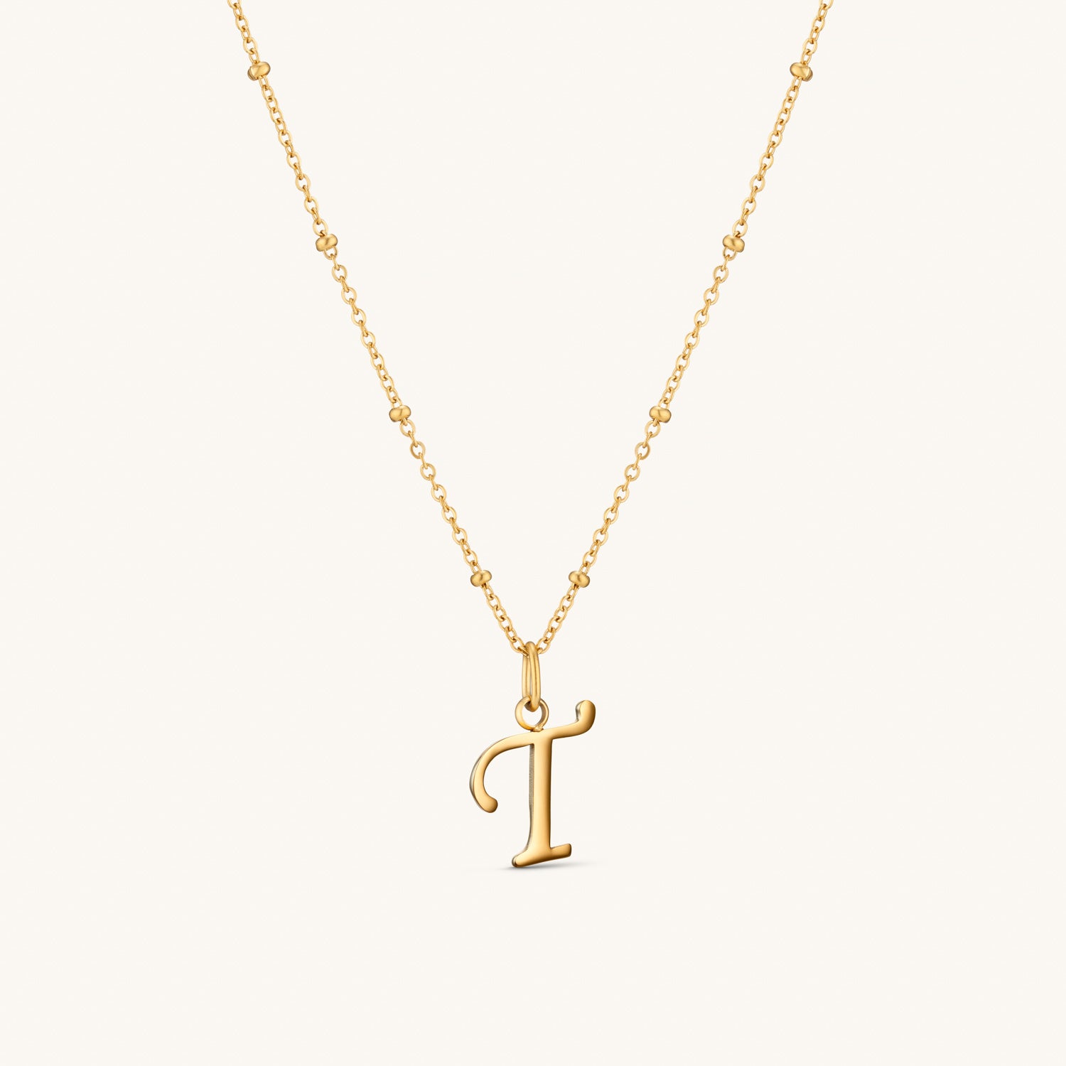 Collier Initiale T en Écriture Script en Or